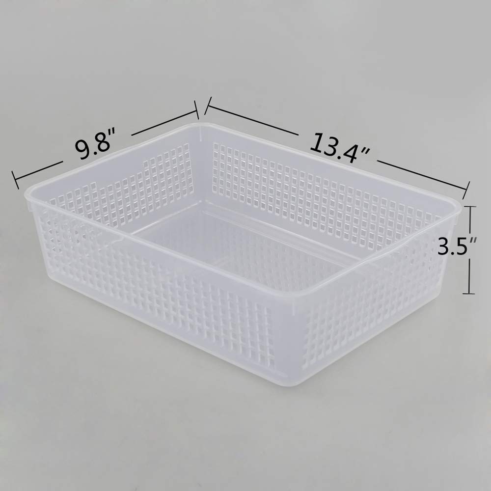 Kekow 6-Pack Clear Plastic File Organizer Trays - Stackable Paper Storage Baskets for Office, Home & School Organization | Perfect for Desk, Drawer & Shelf Storage