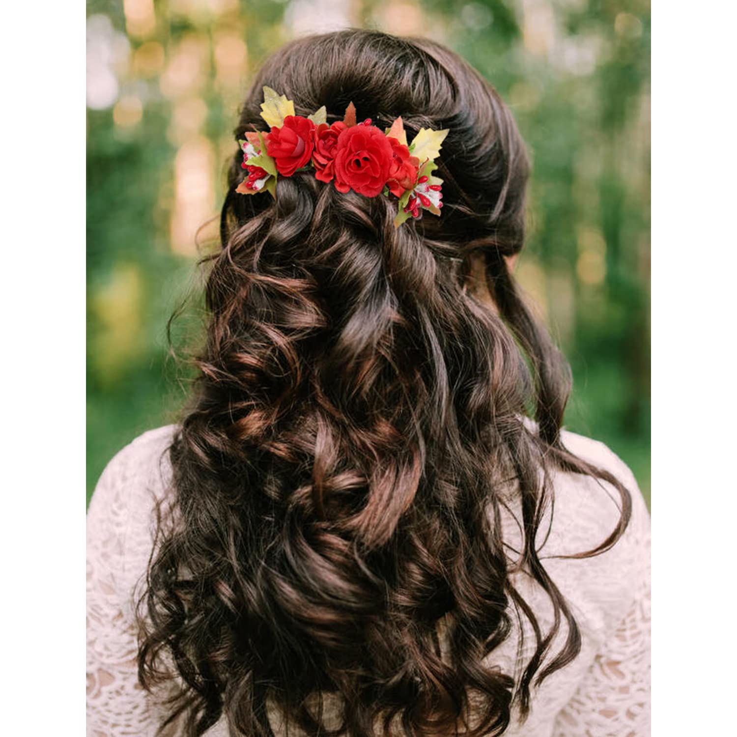 4 Pack Rose Floral Hair Clips - Plastic Wedding Hair Combs for Women, Brides, Bridesmaids & Flower Girls - Elegant Side Hair Slides, Barrettes & Bun Accessories - Perfect for Bridal, Prom & Special Occasions