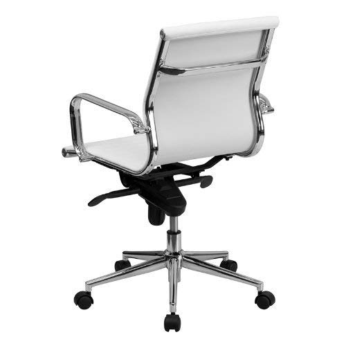 Modern Low Back PU Leather Office Chair with Adjustable Tilt - Ergonomic Executive Desk Chair for Computer Work, Home Office & Conference Room - White