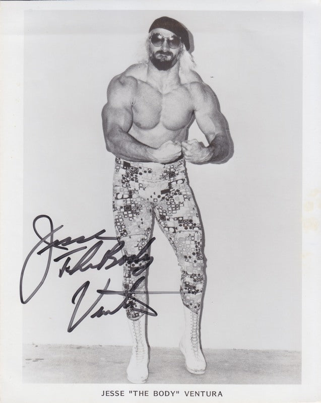 Vintage 1980s AWA Jesse Ventura Signed Wrestling Promo Photo - Collectible Memorabilia for Wrestling Fans & Sports Enthusiasts - Perfect for Man Cave Decor, Sports Themed Rooms & Wrestling Collections