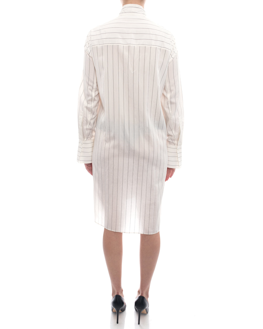 Celine Off-White Cotton Pinstripe Shirt Dress for Women Size M | Stylish Office Wear & Casual Outfit