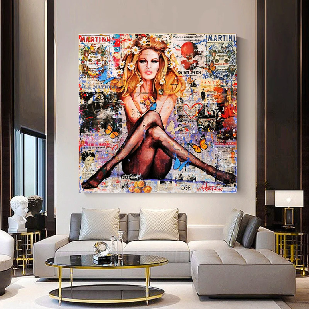 Brigitte Bardot Art Print - Vintage French Actress Canvas Wall Decor for Living Room & Bedroom