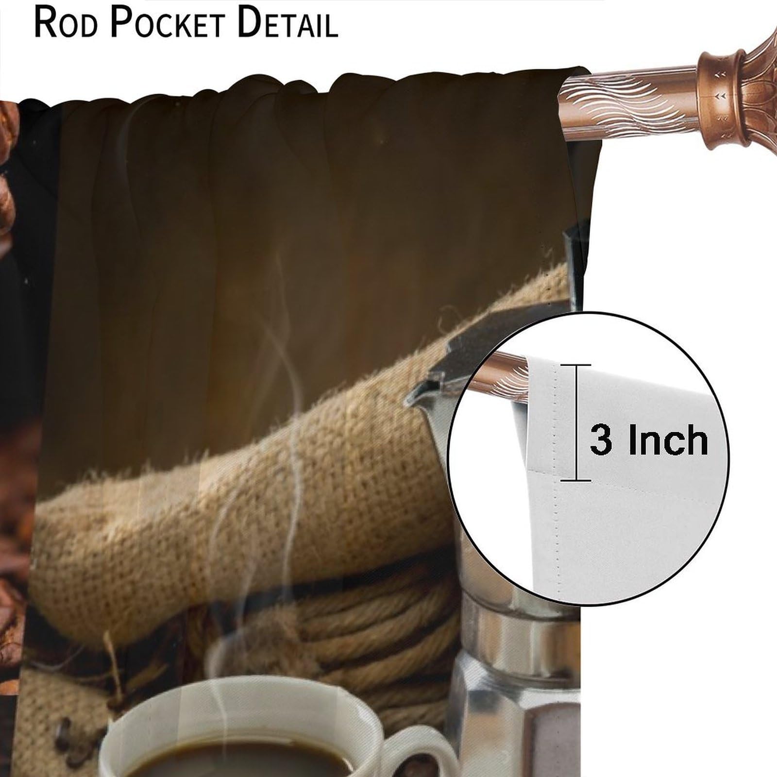 Coffee Kitchen Curtains 42x45in, Coffee Beans Design on Wooden Grunge Background, 2 Panel Window Drapes for Kitchen and Cafe Decor, Perfect for Home and Commercial Use
