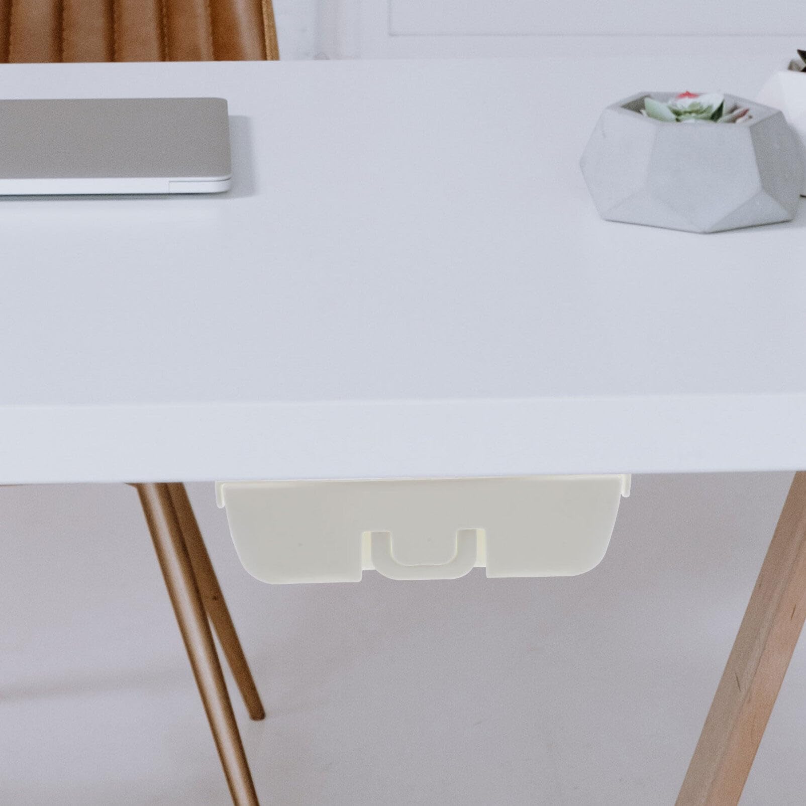 Under Desk Storage Drawers - White Plastic Organizer for Kitchen, Office & Home - Perfect for Desk Drawers, Shelves & Table Storage - Space-Saving Solution for Office Supplies, Utensils & Documents