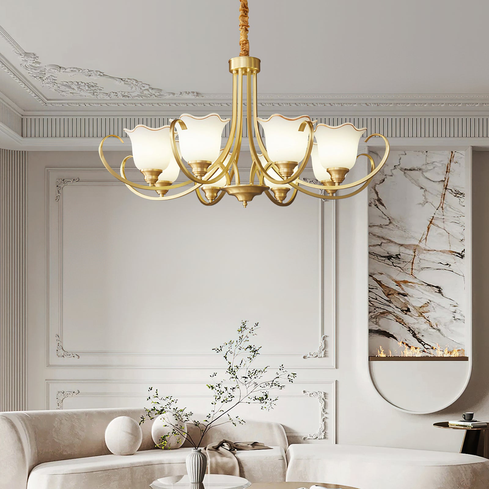 Elegant Blooming Flower Glass Chandelier - Modern Crystal Ceiling Light Fixture for Dining Room, Bedroom & Living Room Decor