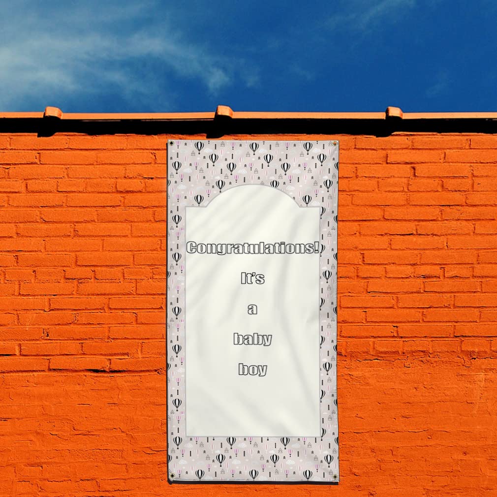 Custom Vertical Vinyl Banner - Baby Shower & Birth Announcement Sign (It's A Baby Girl Theme) - Weatherproof Outdoor Yard Banner with 10 Grommets - Multiple Sizes Available (144x60 Inches) - Perfect for Birthday Parties, Gender Reveals & Backyard Decorations