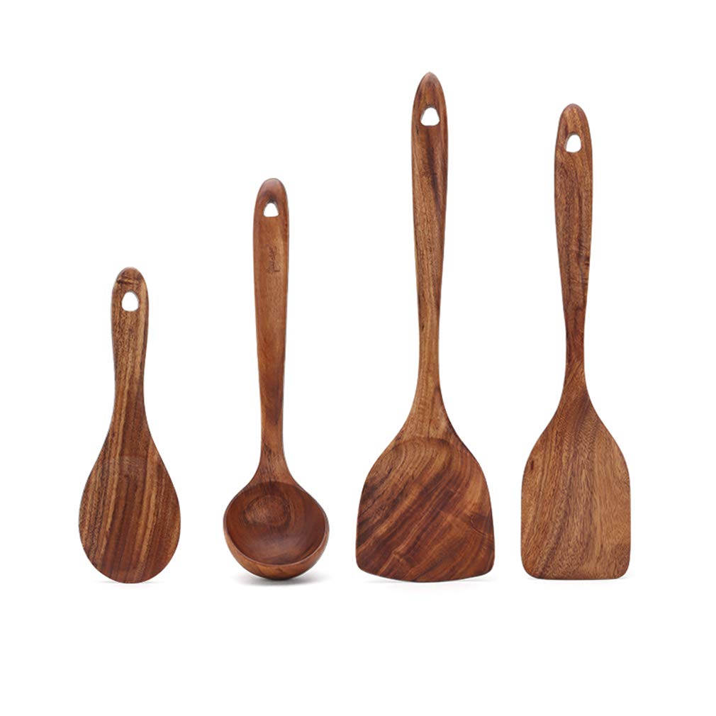 Premium Wooden Kitchen Cooking Utensils Set - 12-Piece Non-Stick Heat Resistant Cookware with Ergonomic Handles - Perfect for Baking, Stirring & Serving - Ideal Housewarming Gift for Home Chefs & Cooking Enthusiasts