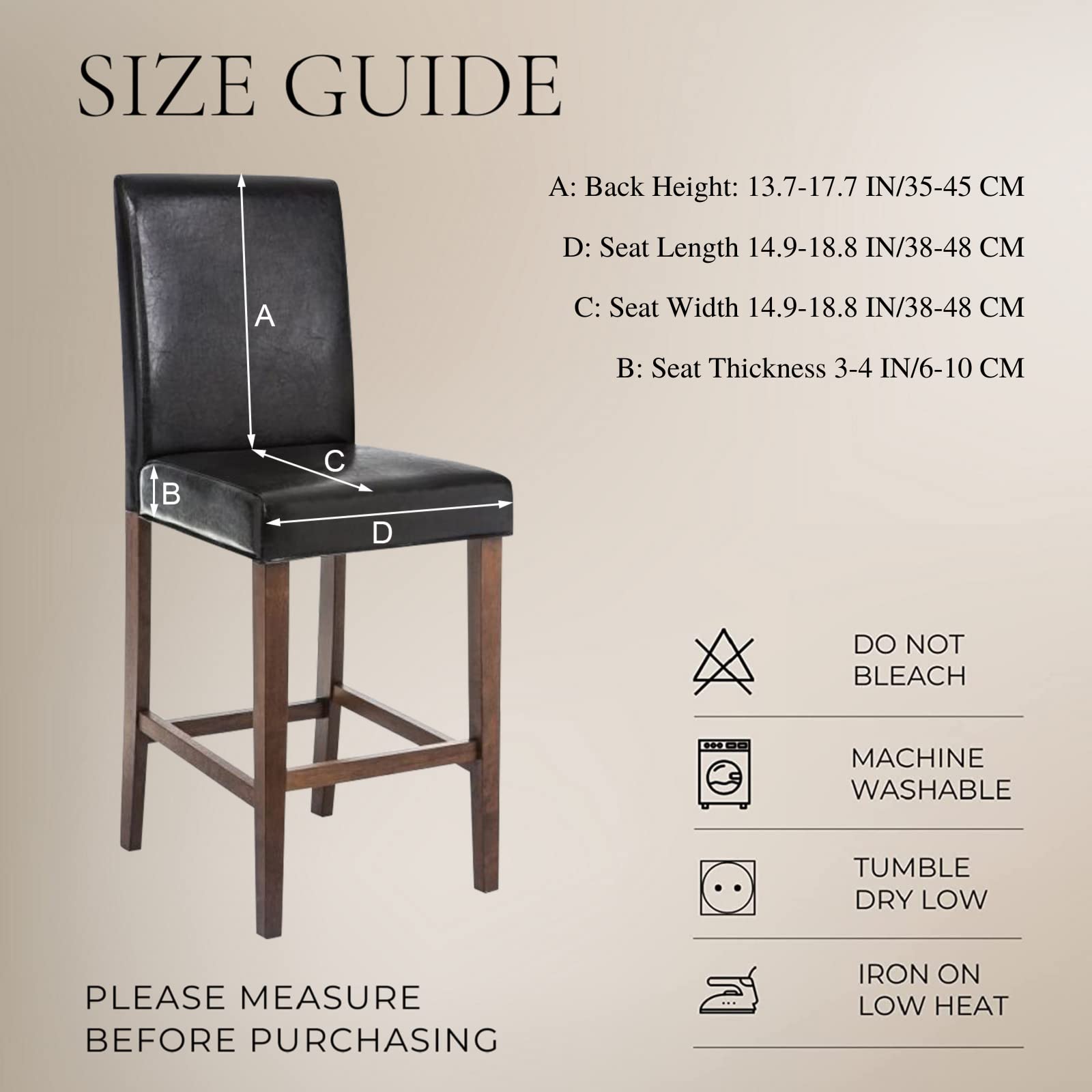 Stretch Washable Bar Stool Covers Set of 6 - Counter Height Kitchen Dining Chair Covers for Home & Cafe - Rhombus Grey Design - Perfect for Kitchen Islands, Breakfast Bars & Restaurant Seating