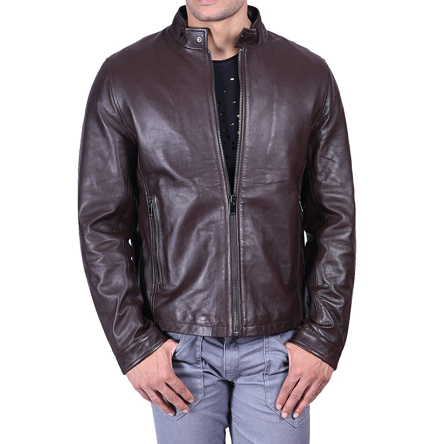 SID Men's Genuine Leather Jacket - Stylish Biker & Casual Wear for Motorcycle Riding, Outdoor Adventures & Everyday Fashion