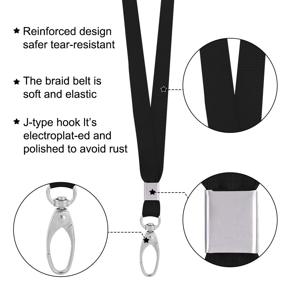 50 Pack Bulk Lanyards with Clips & Hook for ID Badges & Kids - School & Office Use