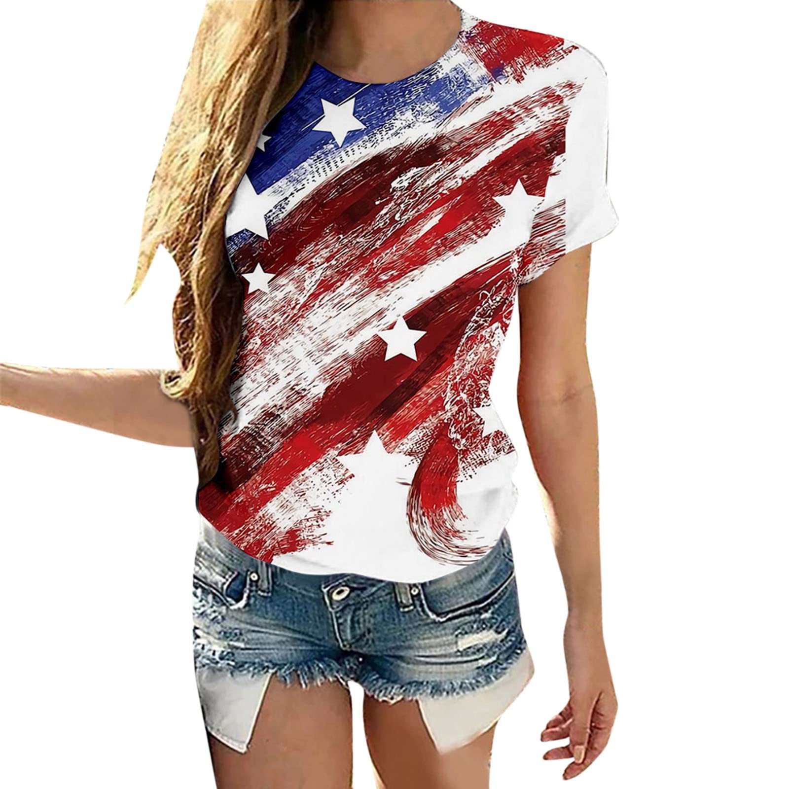 Women's Purple Casual Summer Short Sleeve T-Shirt - Floral Print Round Neck Loose Fit Tunic Top | Perfect for Beach Outings, Weekend Wear & Summer Vacation