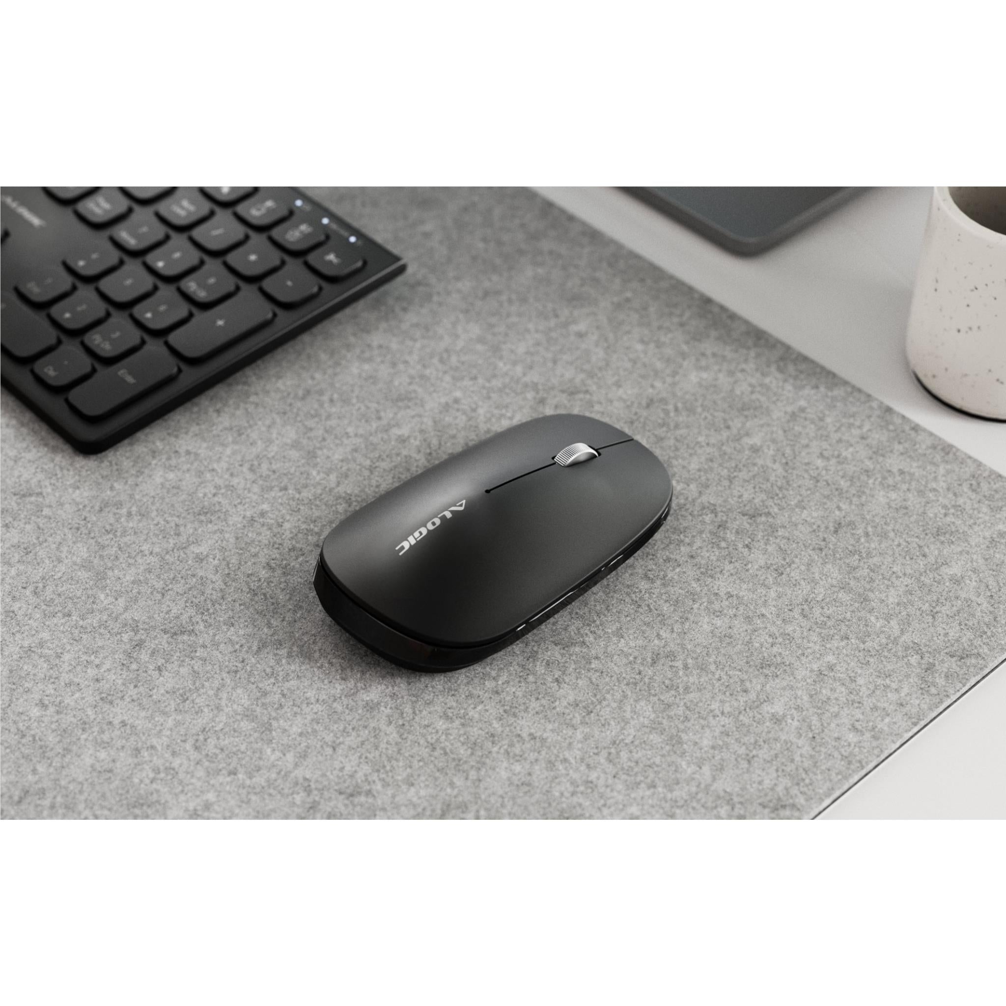 Alogic Echelon Bluetooth Wireless Mouse with USB-C Rechargeable, 4 Programmable Buttons - Black - Perfect for Office Work, Gaming & Travel