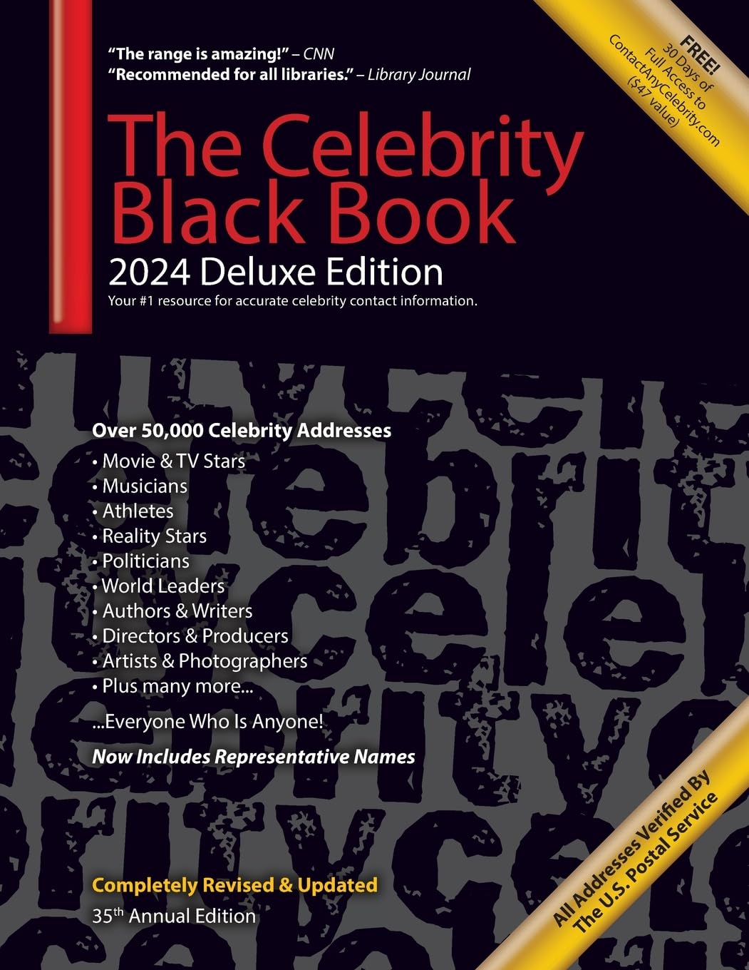 2024 Celebrity Black Book Deluxe Edition – 50,000+ Verified Celebrity Addresses for Autographs, Fundraising & Marketing | Perfect for Fan Mail, PR Campaigns & Business Outreach