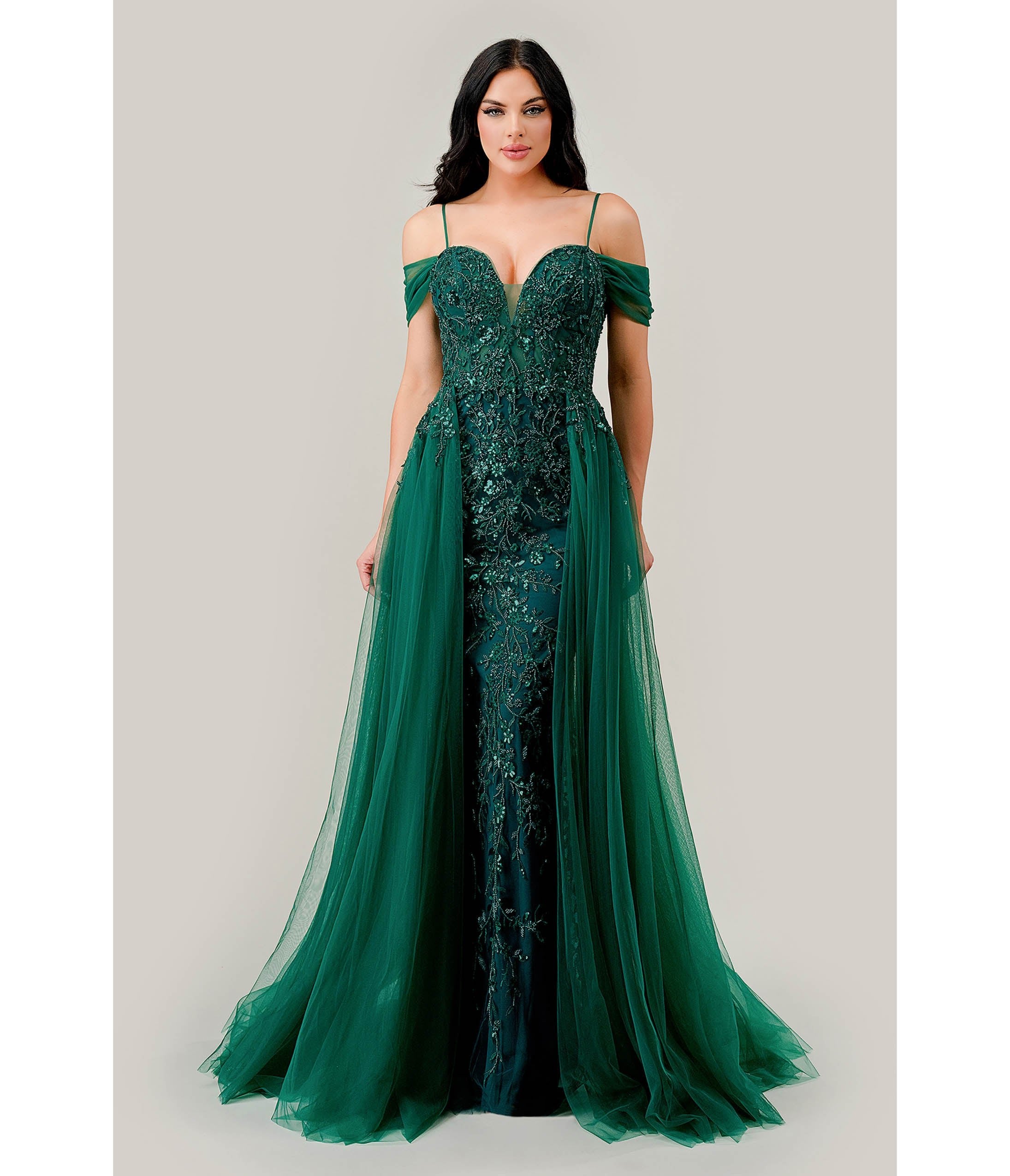 **Cinderella Divine Emerald Off Shoulder Prom Gown – Elegant Evening Dress for Homecoming, Formal Dances & Special Occasions**