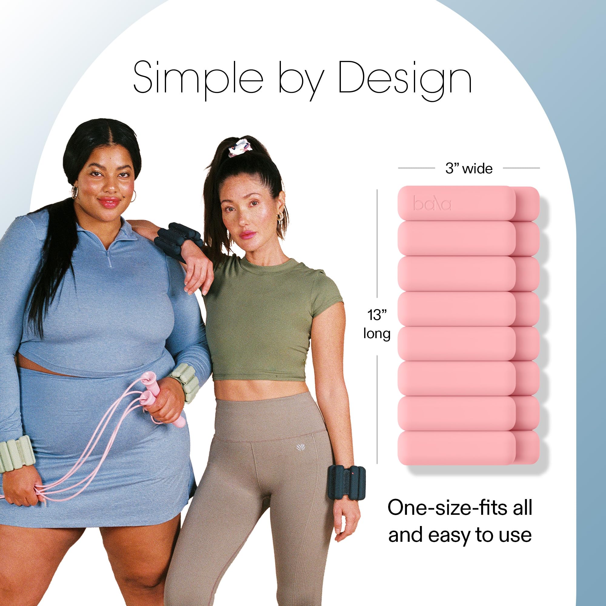 Bala Bangles Adjustable Silicone Wrist & Ankle Weights for Women & Men - 1-3lb Wearable Arm & Leg Weights for Gym, Yoga, Pilates, Cardio & Strength Training - Perfect for Home Workouts, Walking & Fitness Enthusiasts