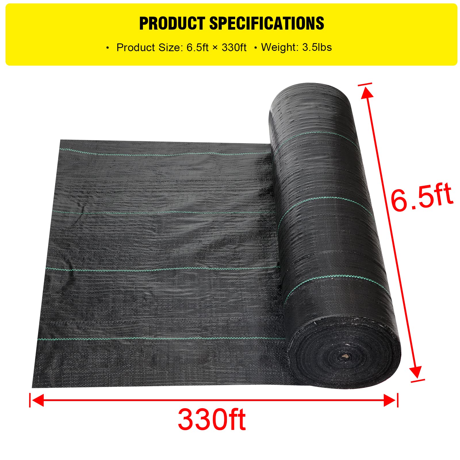 Heavy Duty 6.5x330 ft Driveway Fabric - 3.5OZ Commercial Grade Weed Barrier & Landscape Fabric for Erosion Control, French Drains, Construction Projects | Perfect for Road Stabilization, Garden Weed Prevention & Landscaping Projects