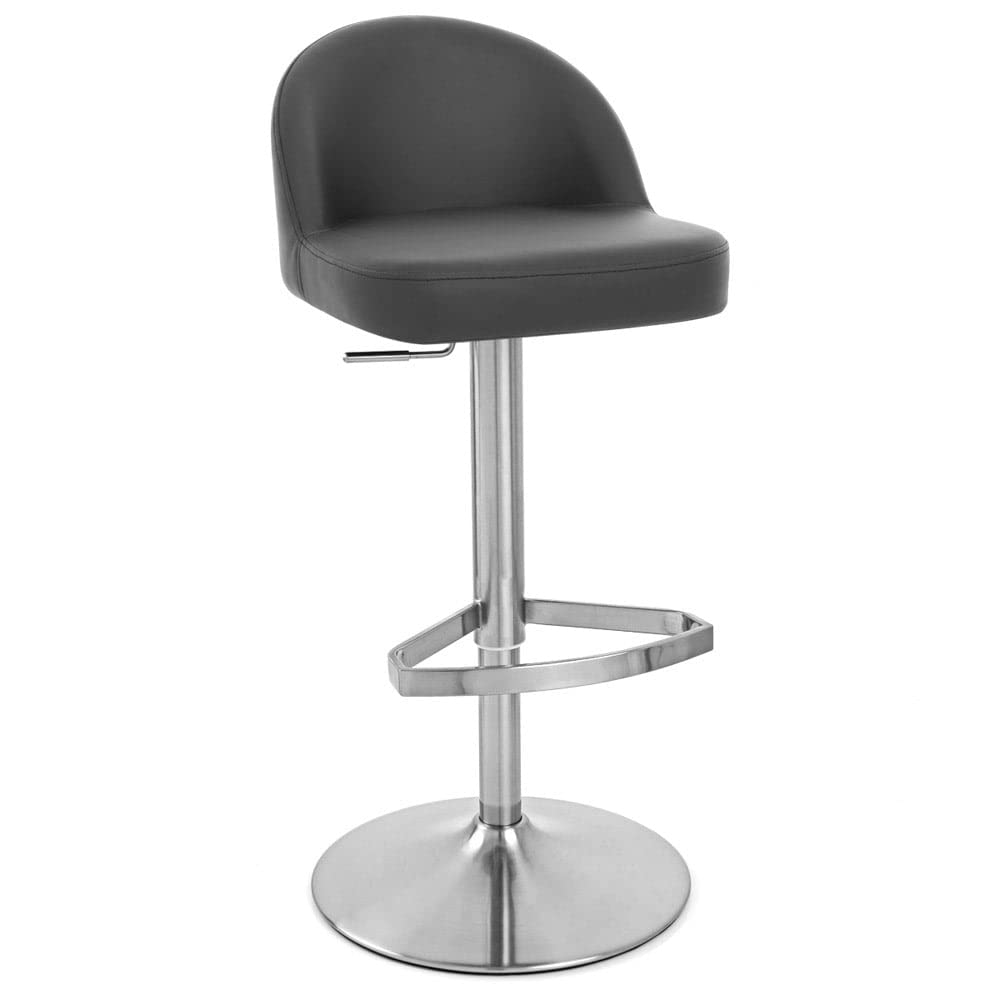 Zuri Furniture Black Mimi Adjustable Height Swivel Bar Stool Without Arms - Modern Kitchen Island & Breakfast Nook Seating for Home & Office
