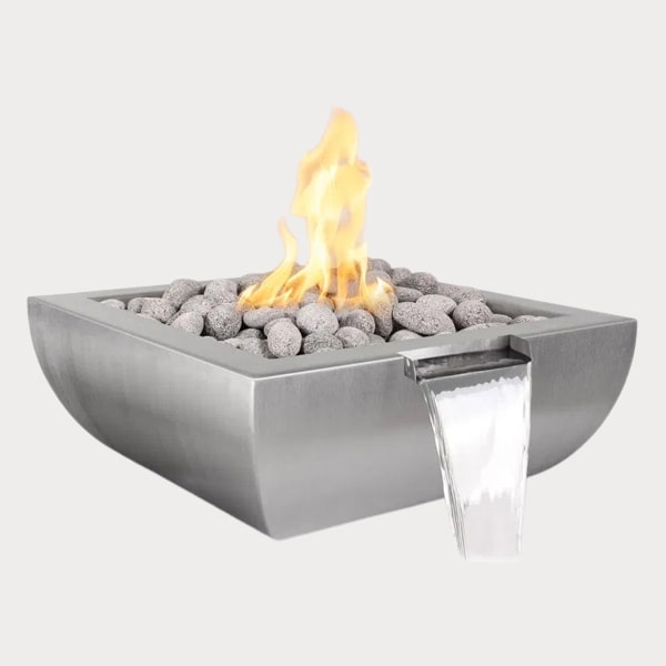 Avalon Stainless Steel Fire and Water Bowl - Outdoor Fire Pit and Water Feature for Patio, Garden, and Backyard Decor