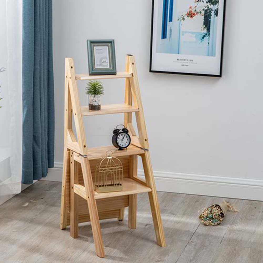 XHALERY Foldable Step Stool with Handle - 4 Step Ladder Stool for Kitchen, Bathroom, Shoe Rack & Home Use - Portable Non-Slip Multi-Purpose Stool for Adults & Kids - Perfect as Step Stool, Ladder, or Storage Helper