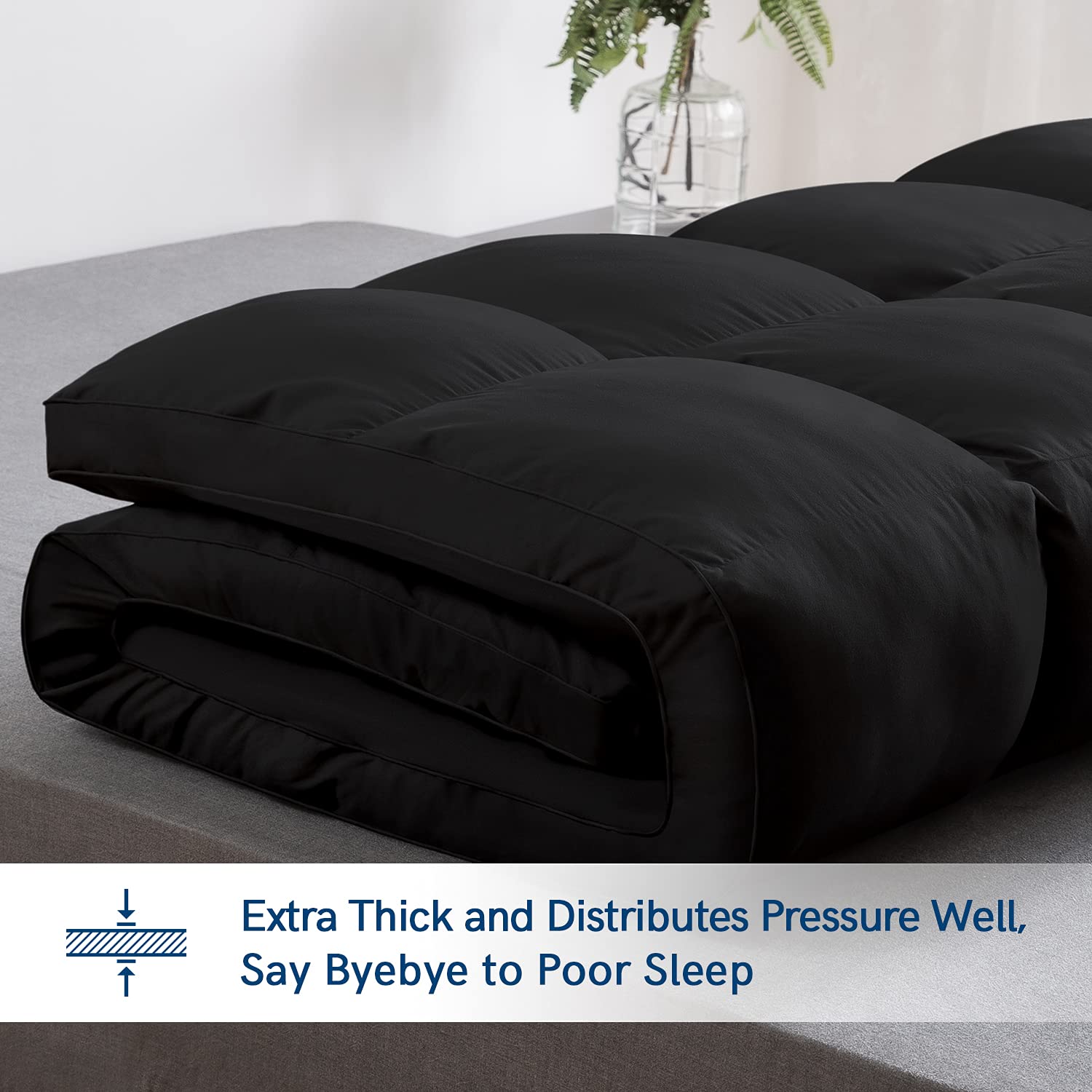 ELEMUSE 4-Inch Extra Thick Cooling Mattress Topper for Back Pain Relief - Cal King Size Plush Pillow Top Mattress Pad with Deep Pocket & Down Alternative Filling - Perfect for Side Sleepers, Hot Sleepers & Pressure Point Relief