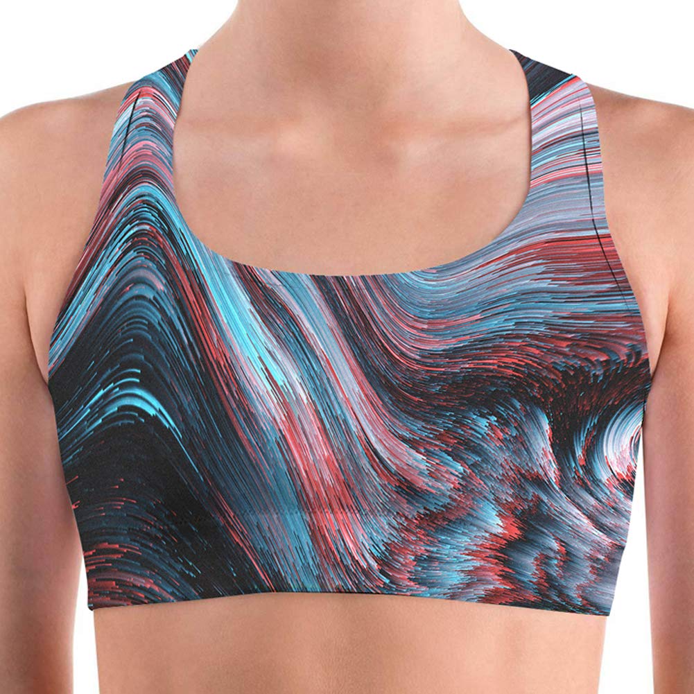 O2YO Women's Racerback Sports Bra - Breathable Workout Top for Running, Yoga & Gym | High Support Fitness Tank with Stylish Print Design | Perfect for Active Lifestyles & Athleisure Wear