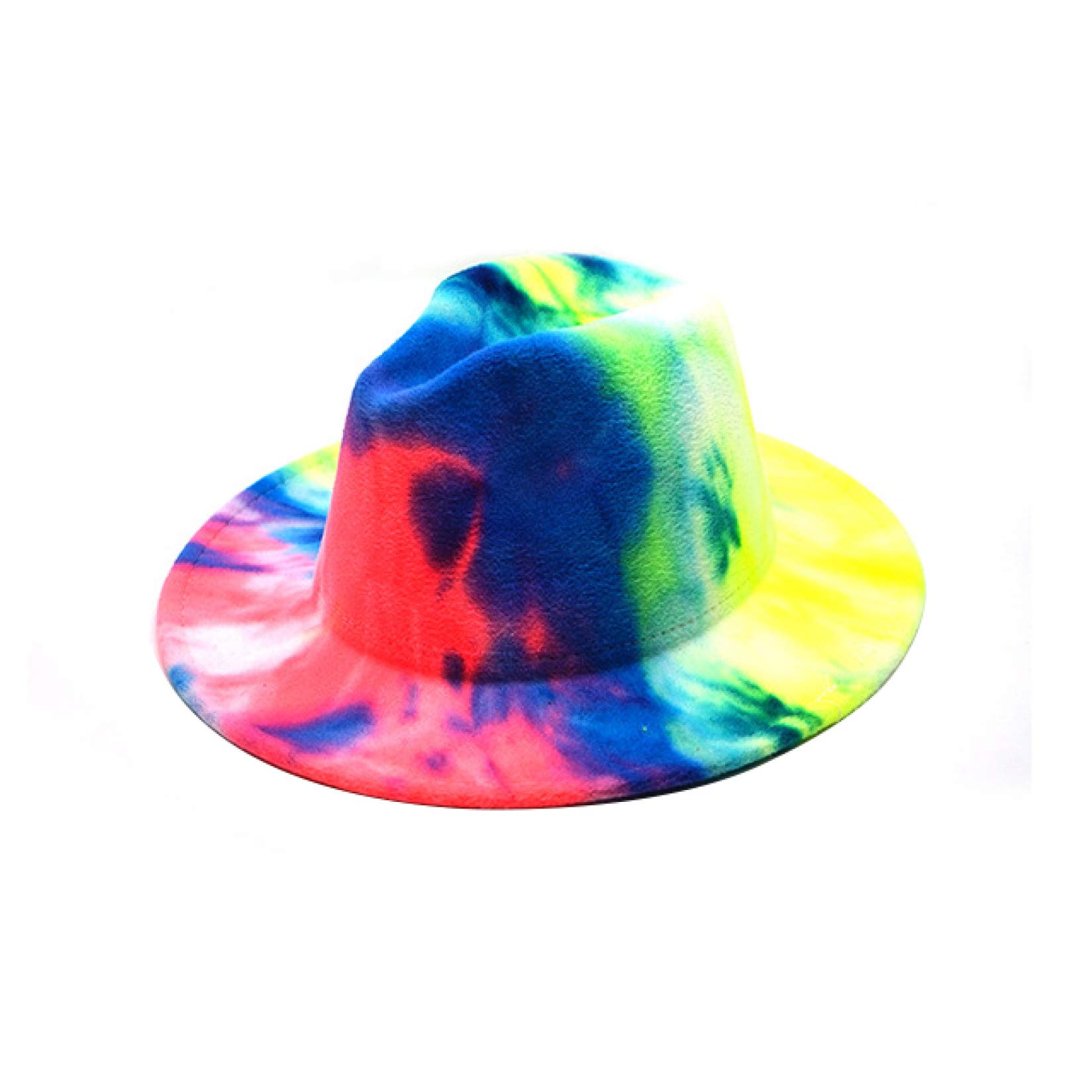 Vintage Wide Brim Fedora Hat for Women & Men - Multicolor Tie Dye Felt Jazz Hat with Fascinator Design | Perfect for Autumn Winter Fashion, Outdoor Events, and Vintage Style Outfits