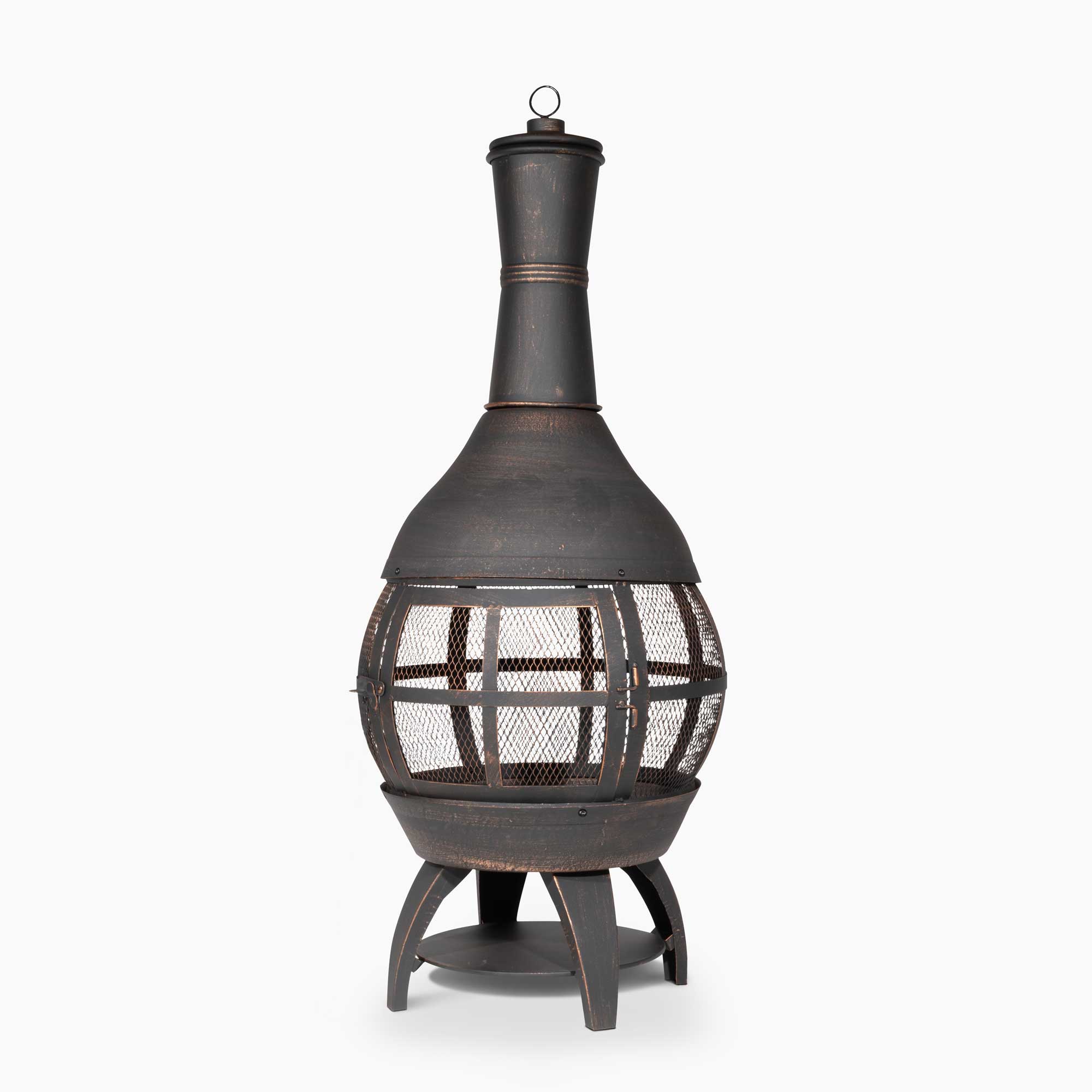 Premium 360° Chiminea Fire Pit Outdoor Heater with Antique Bronze Finish - DG112 Model for Patio, Garden & Backyard Gatherings