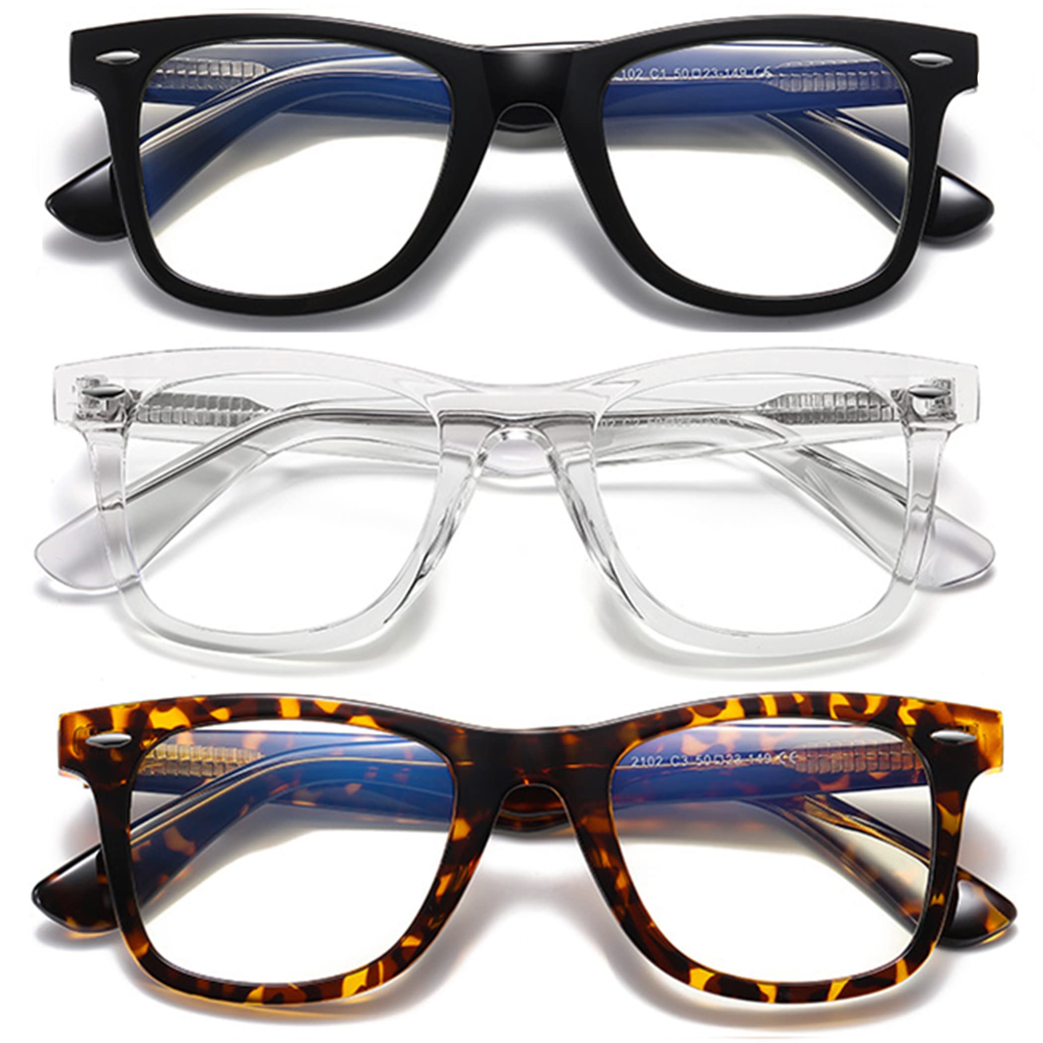 Bullabulling Retro Square Oversized Blue Light Blocking Reading Glasses for Women & Men - Computer Readers with Spring Hinge - Perfect for Office Work, Screen Time & Fashion Accessories