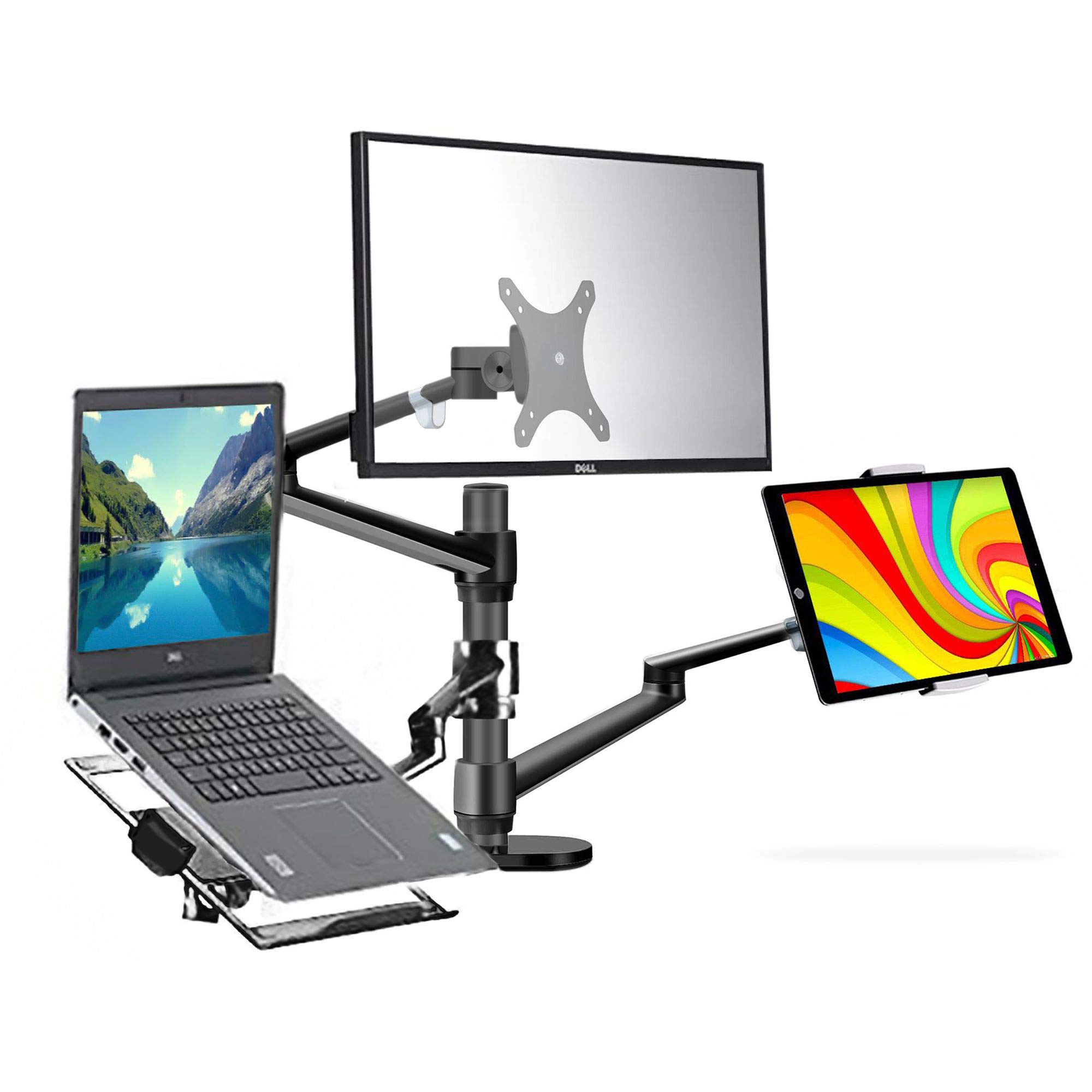 4-Arm Height Adjustable Laptop & Monitor Stand - Fits 10-17