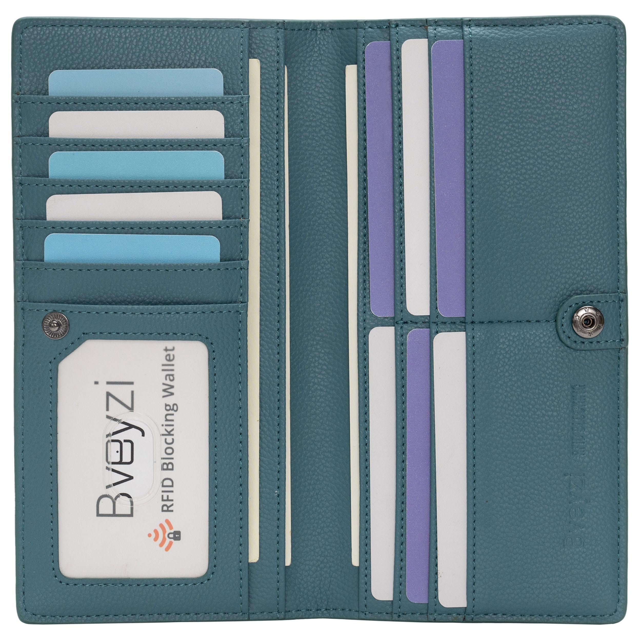 Bveyzi Ultra Slim RFID Blocking Leather Wallet for Women - Thin Bifold Credit Card Holder & Clutch - Perfect for Travel, Shopping, and Everyday Use