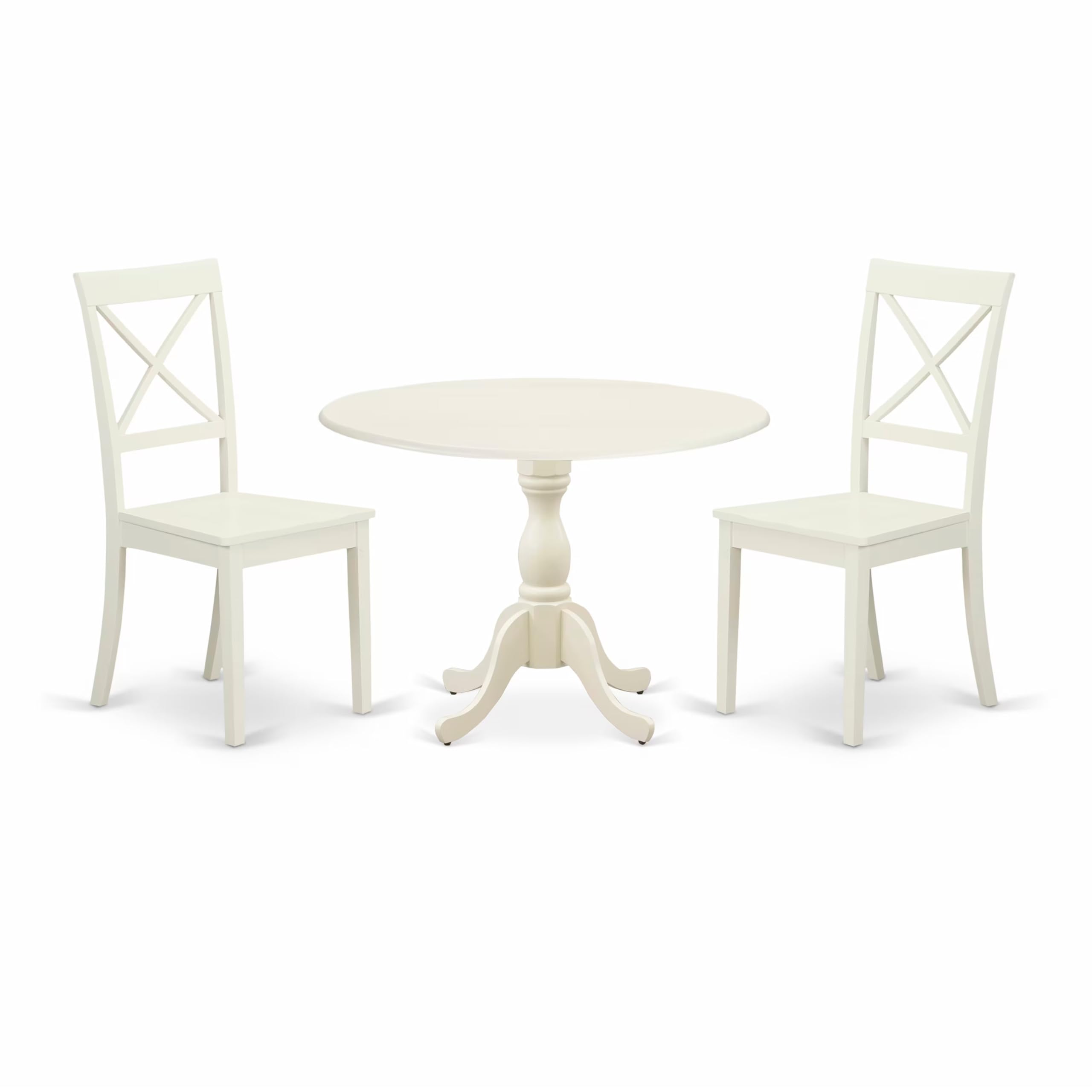 East West Furniture DMBO3-LWH-W 3-Piece White Linen Dining Set with 42