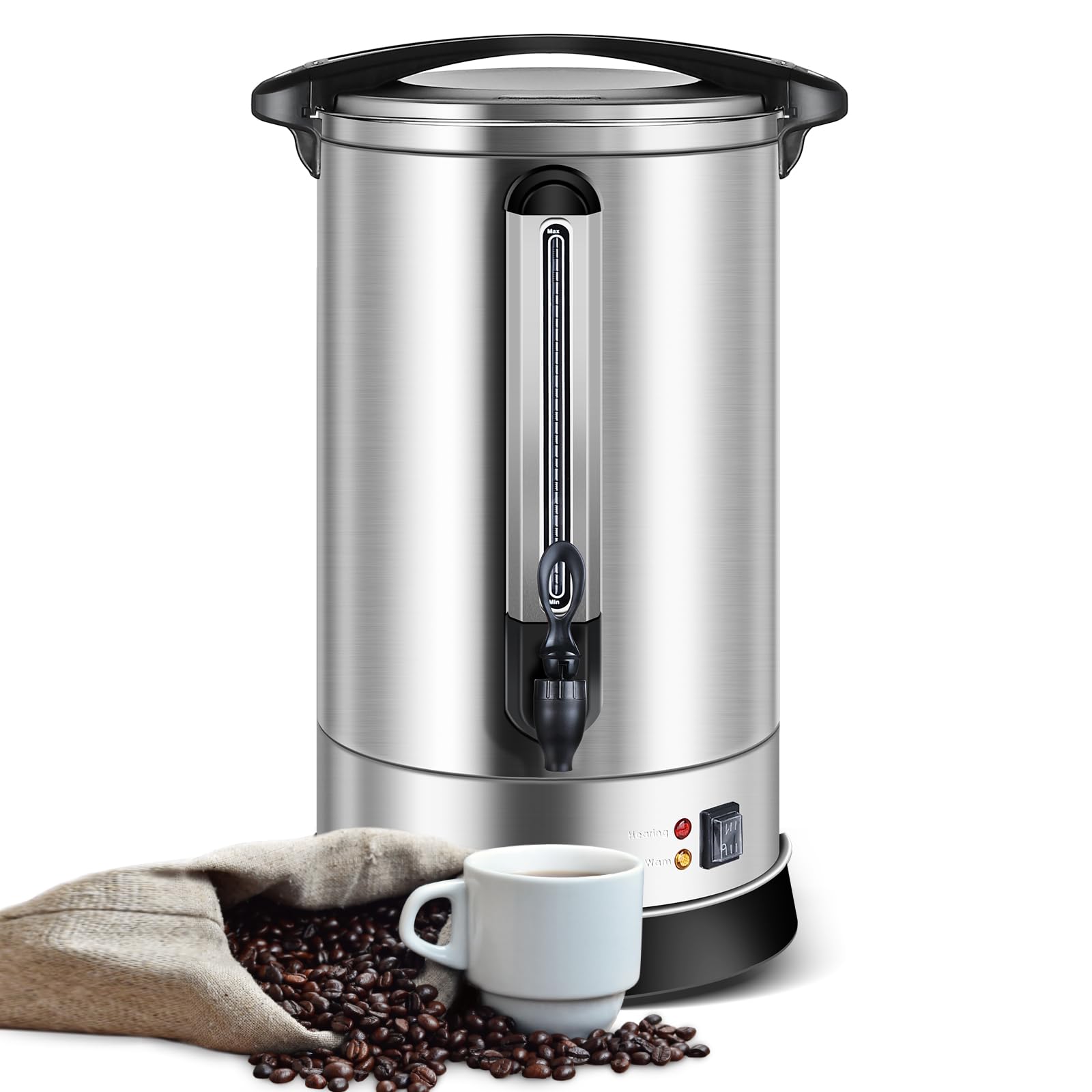 Commercial Coffee Urn 120 Cup (18L) - Extra Large Stainless Steel Hot Water & Coffee Urn - 1500W Quick Brew Electric Percolator for Parties, Events & Catering - Perfect for Church Gatherings, Weddings & Large Offices