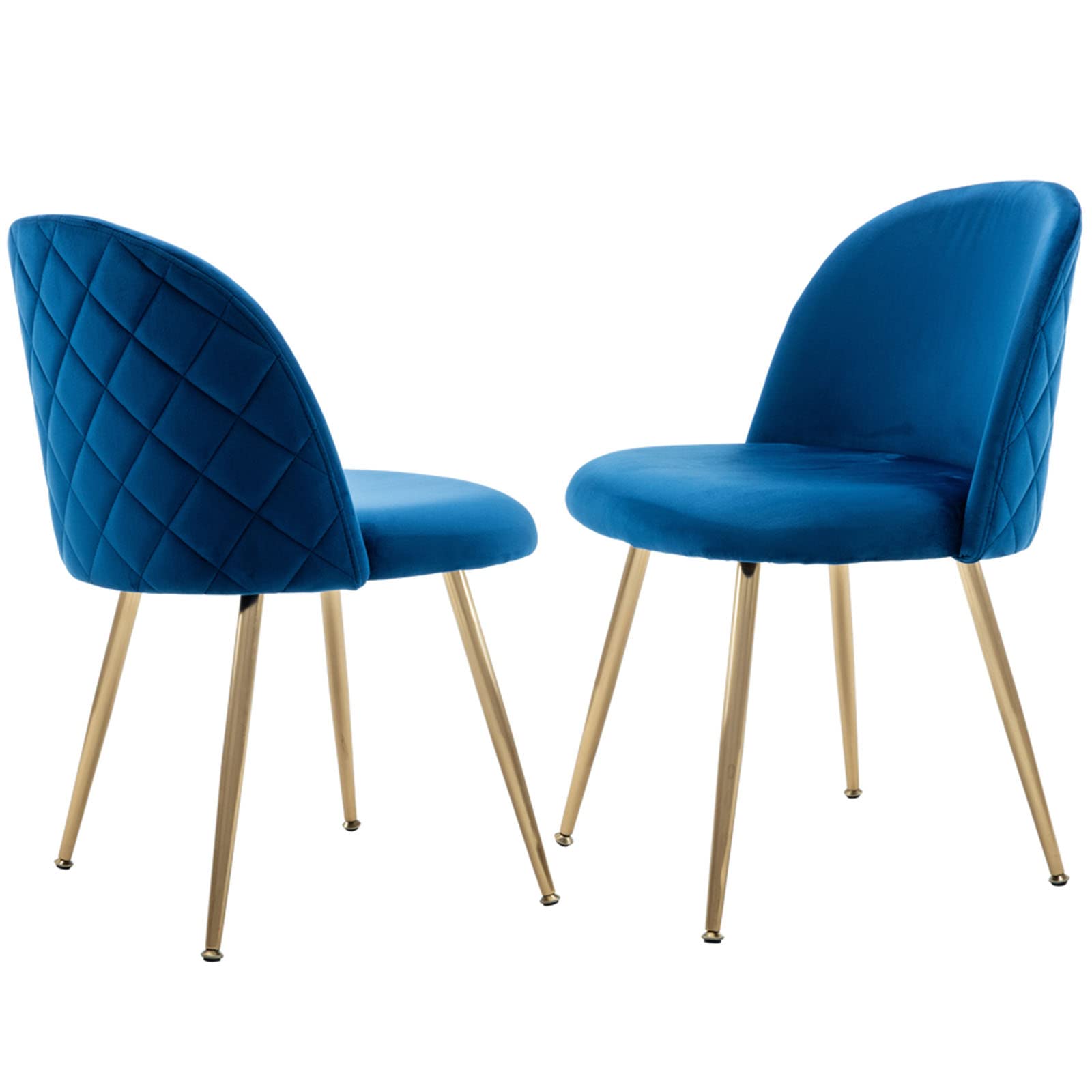 ZSARTS Velvet Accent Chairs Set of 2 - Mid Century Modern Upholstered Dining Chairs with Gold Metal Legs for Living Room, Bedroom & Kitchen - Blue Velvet Lounge Chairs Perfect for Home Decor, Reading Nook or Coffee Corner