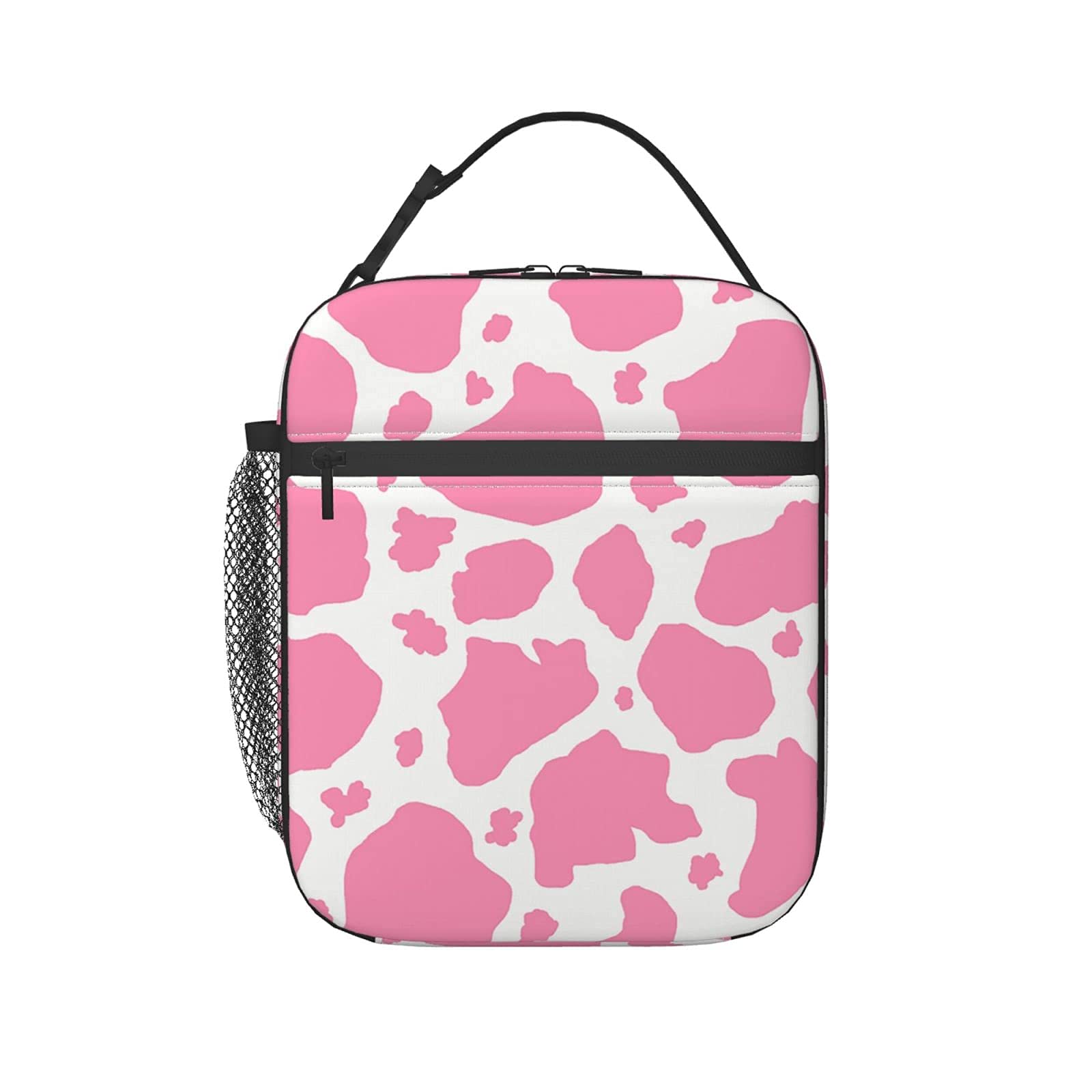 RIUARA Insulated Lunch Bag - Pink Cow Print Tote for Women & Men, Leakproof Lunch Box for Work, School, Picnic, Travel & Outdoor Activities