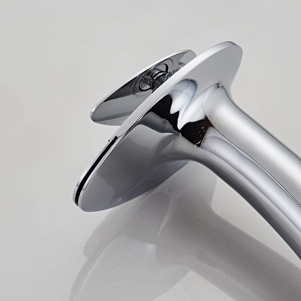 Chrome Waterfall Bathroom Sink Faucet - Single Handle Vessel Lavatory Faucet with Supply Hose, Tall Slanted Body Basin Mixer Tap for Modern Vanities | Perfect for Bathroom Renovation & Luxury Home Decor