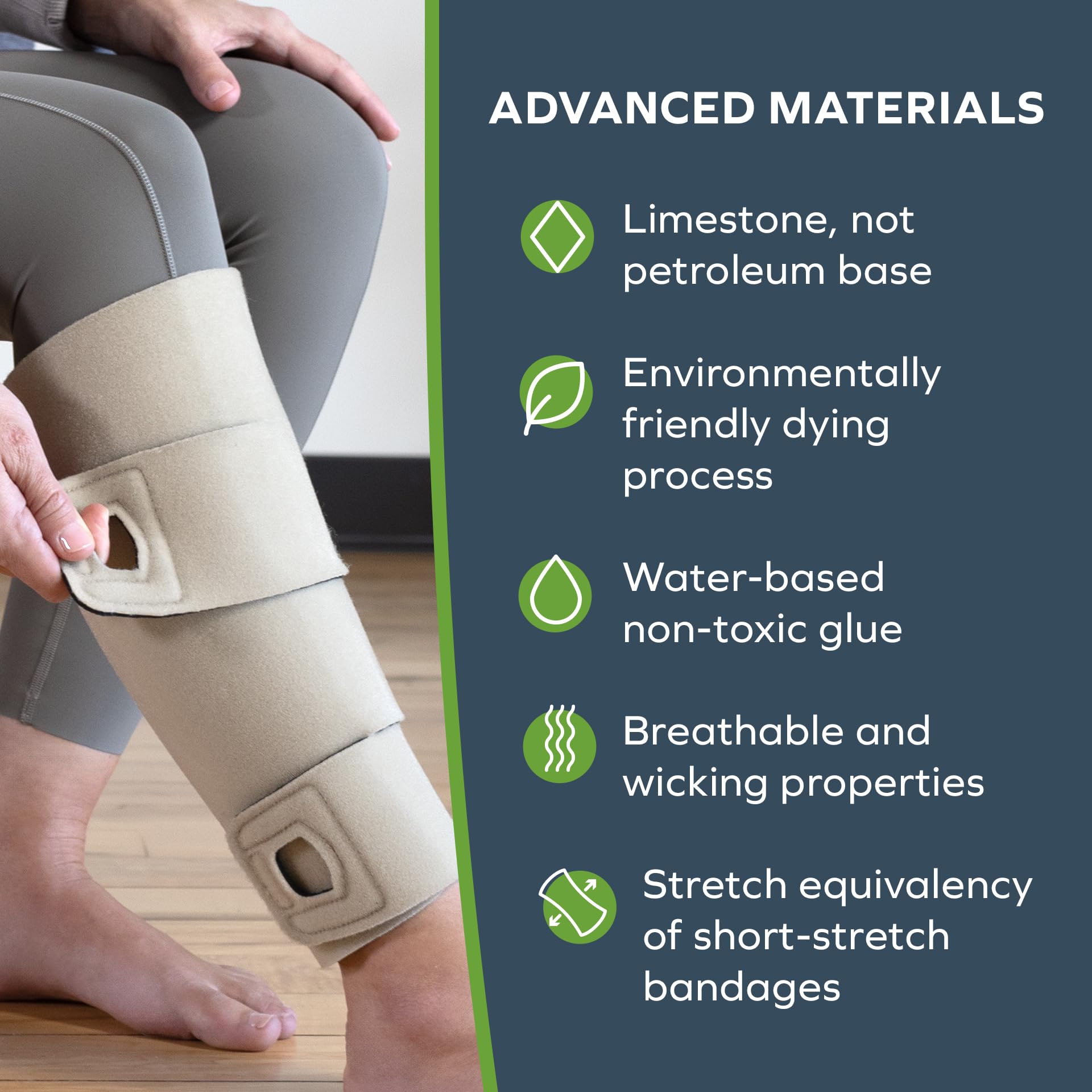 Alta Medical SiennaWrap Calf Compression Wrap - Contoured Design for Enhanced Support (Beige, Large, Tall) - Ideal for Post-Surgery Recovery, Sports Injury & Varicose Vein Relief