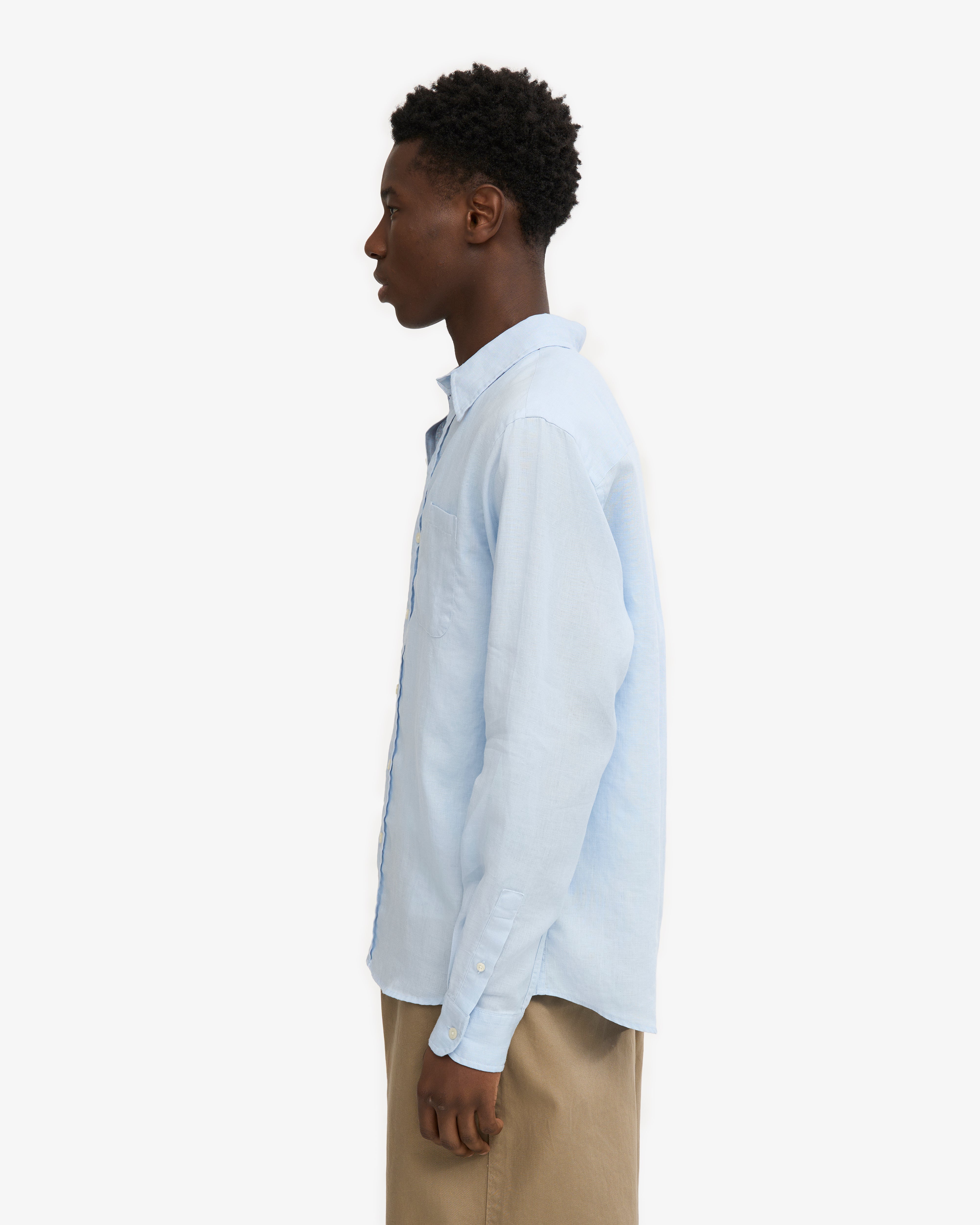 Premium Linen Shirt for Men - Breathable & Comfortable Polar Blue Button Down Shirt - Perfect for Summer, Beach, and Casual Wear