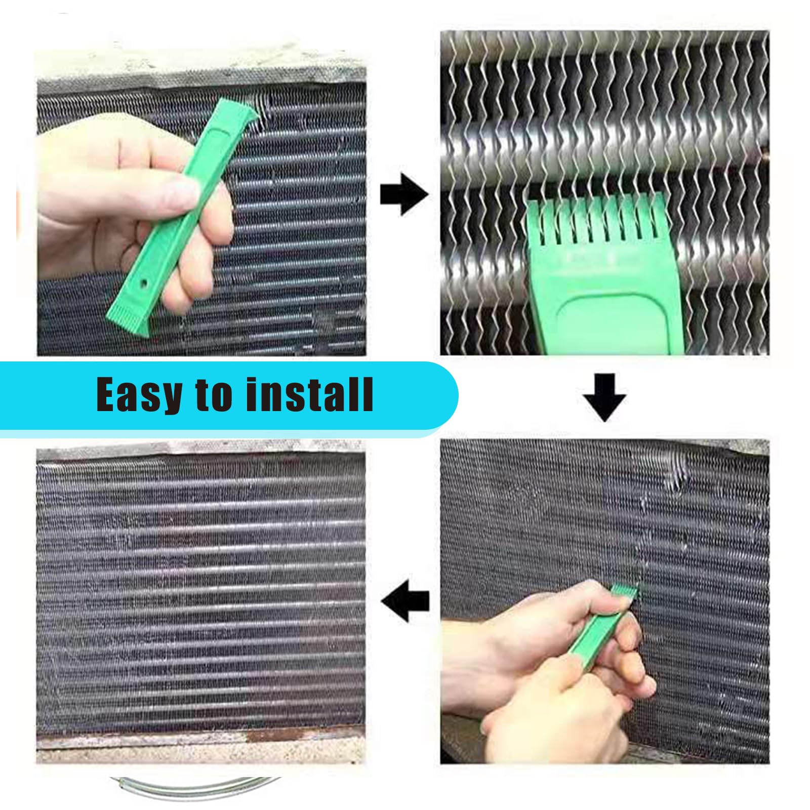 2PCS Car AC Fin Comb Tool - ABS & Stainless Steel Radiator Cleaner for Most Vehicles - Engine Cooling Maintenance
