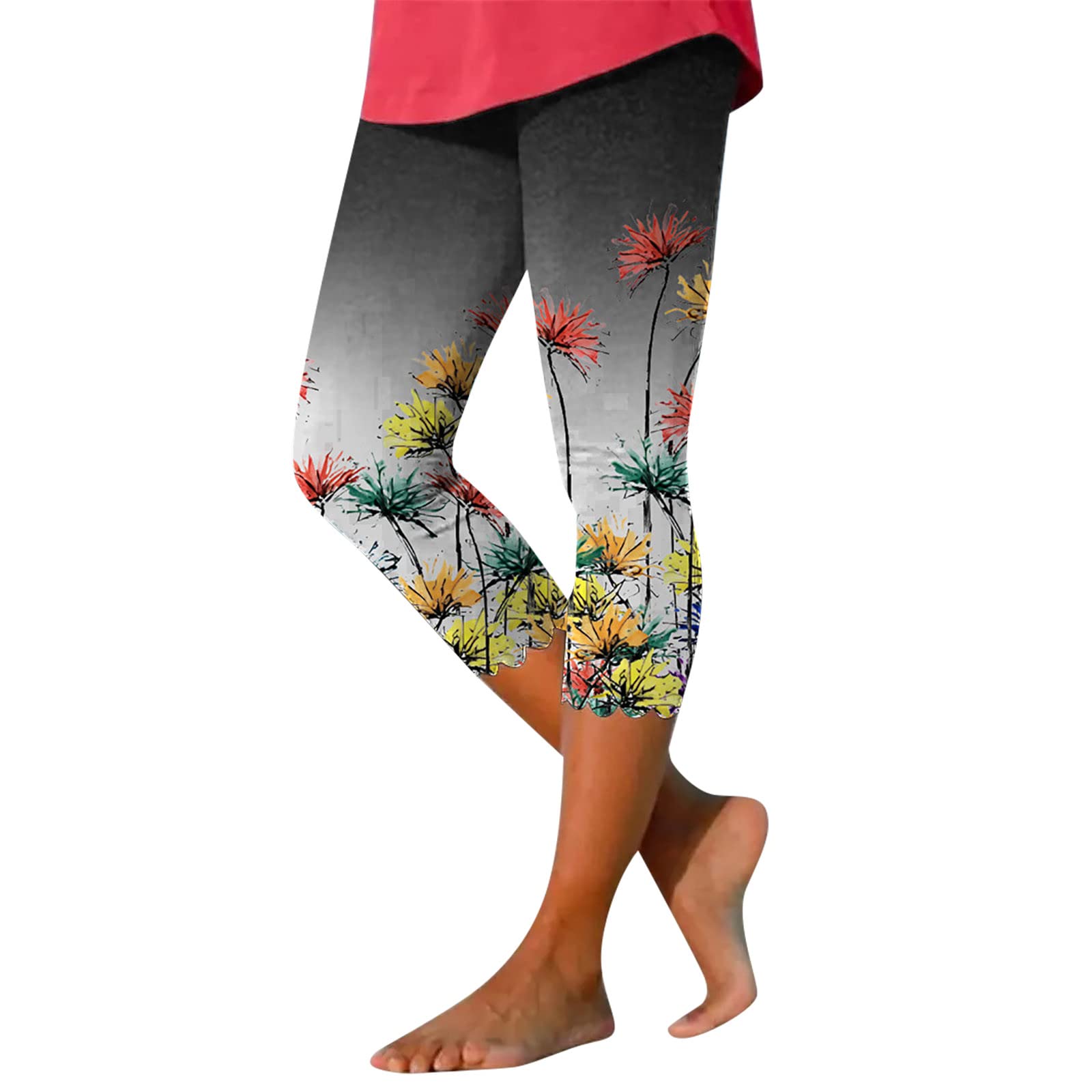 Women's High Waisted Yoga Capri Leggings 2024 - Soft Cutout Cropped Lounge Pants for Yoga, Workout & Casual Wear | Cozy Solid Tights as Pajama Pants | Independence Day Gifts & Daily Deals