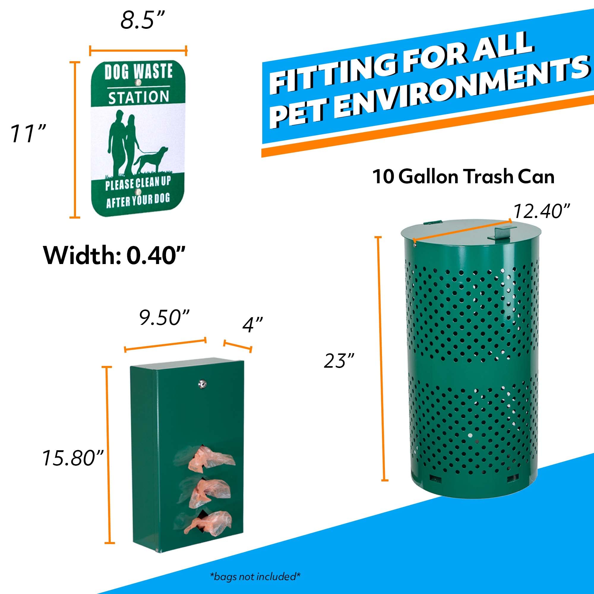 10 Gallon Aluminum Rustproof Dog Waste Station – Durable Outdoor Pet Poop Bin with Reflective Sign & Lid – Perfect for Backyards, Parks & Dog Walking Areas – Eco-Friendly Pet Waste Disposal Solution