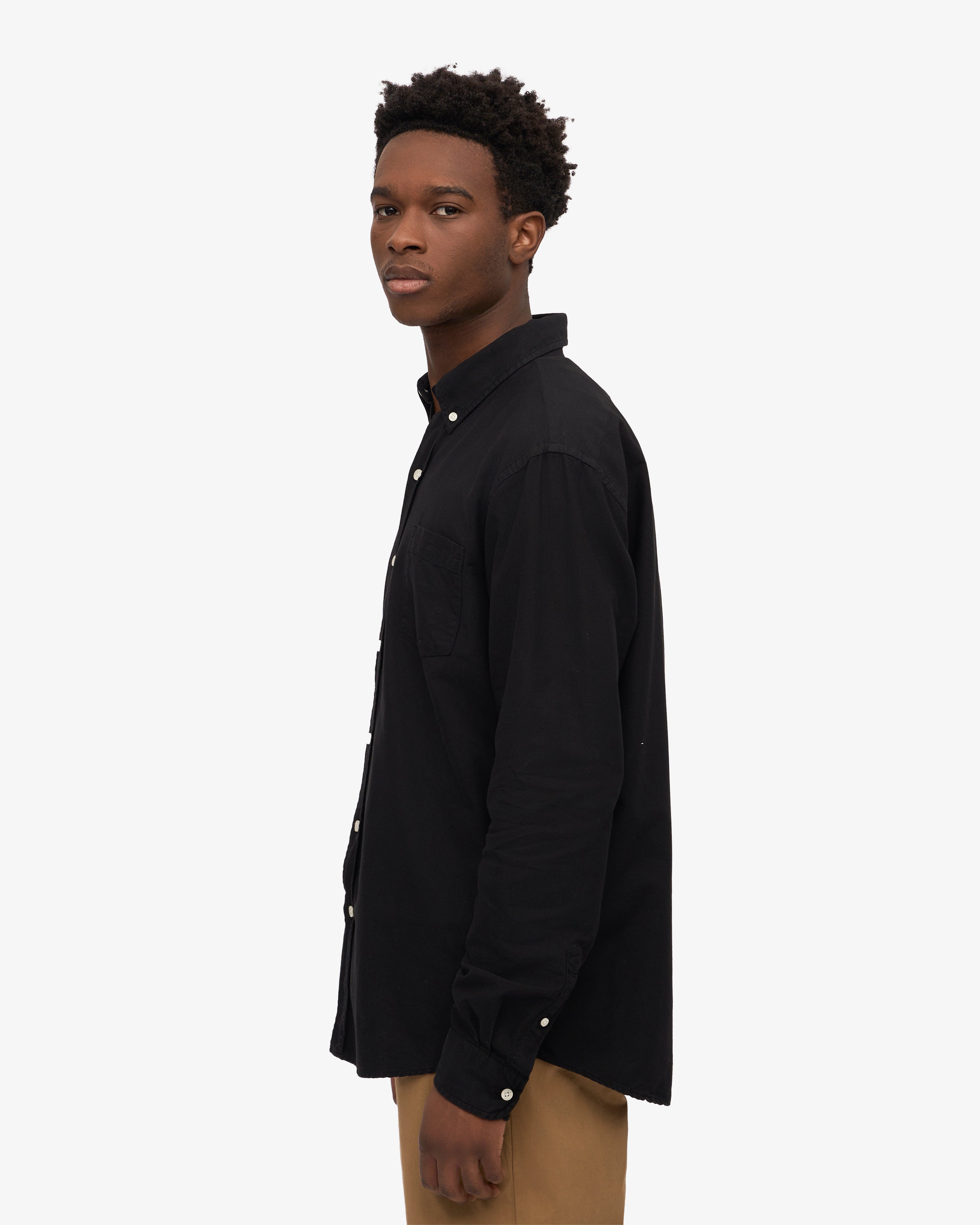 Organic Cotton Button Down Shirt for Men - Deep Black - Comfortable Casual & Business Wear for Office, Dating & Outdoor Activities