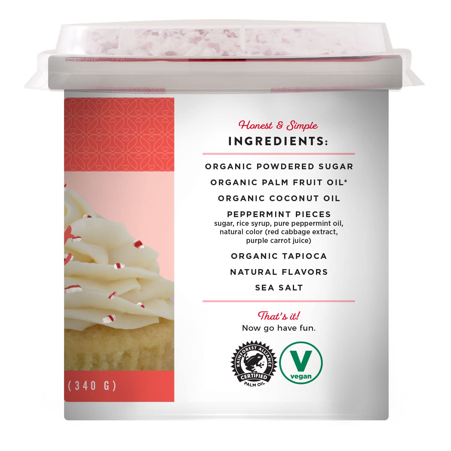 Organic Peppermint Buttercream Frosting with Candy Crunch - Vegan Holiday Baking Icing for Cakes, Cupcakes & Cookies - Miss Jones Baking 90% Organic Decorating Frosting (Pack of 3) - Perfect for Christmas Desserts, Birthday Parties & DIY Sweet Treats