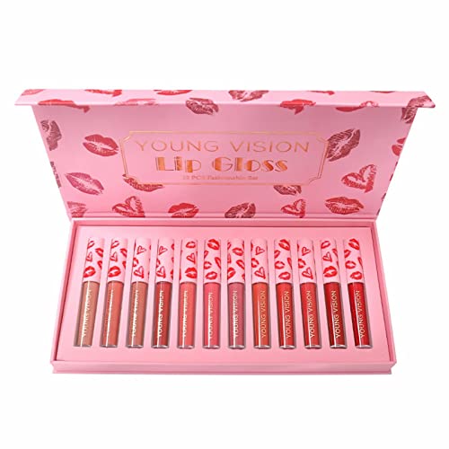Long-Lasting Non-Stick Lipstick Set - Waterproof Nude Lip Gloss & Matte Lipstick Duo (12ml) | Perfect for Summer, Parties & Everyday Wear | Glossy & Matte Two-Faced Lip Style