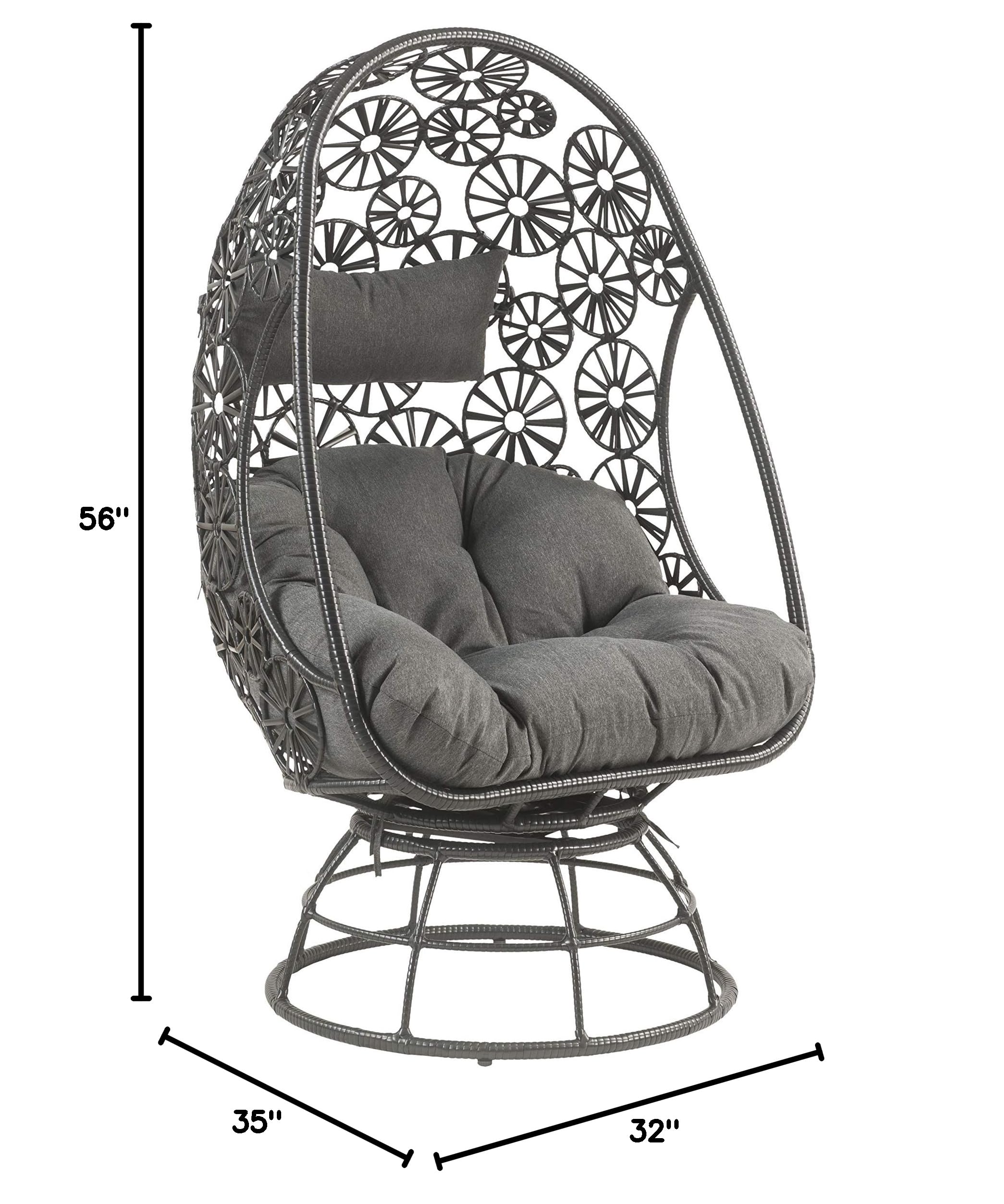Acme Hikre Wicker Patio Lounge Chair with Side Table - Charcoal & Black Outdoor Furniture Set for Poolside, Garden, and Backyard Relaxation
