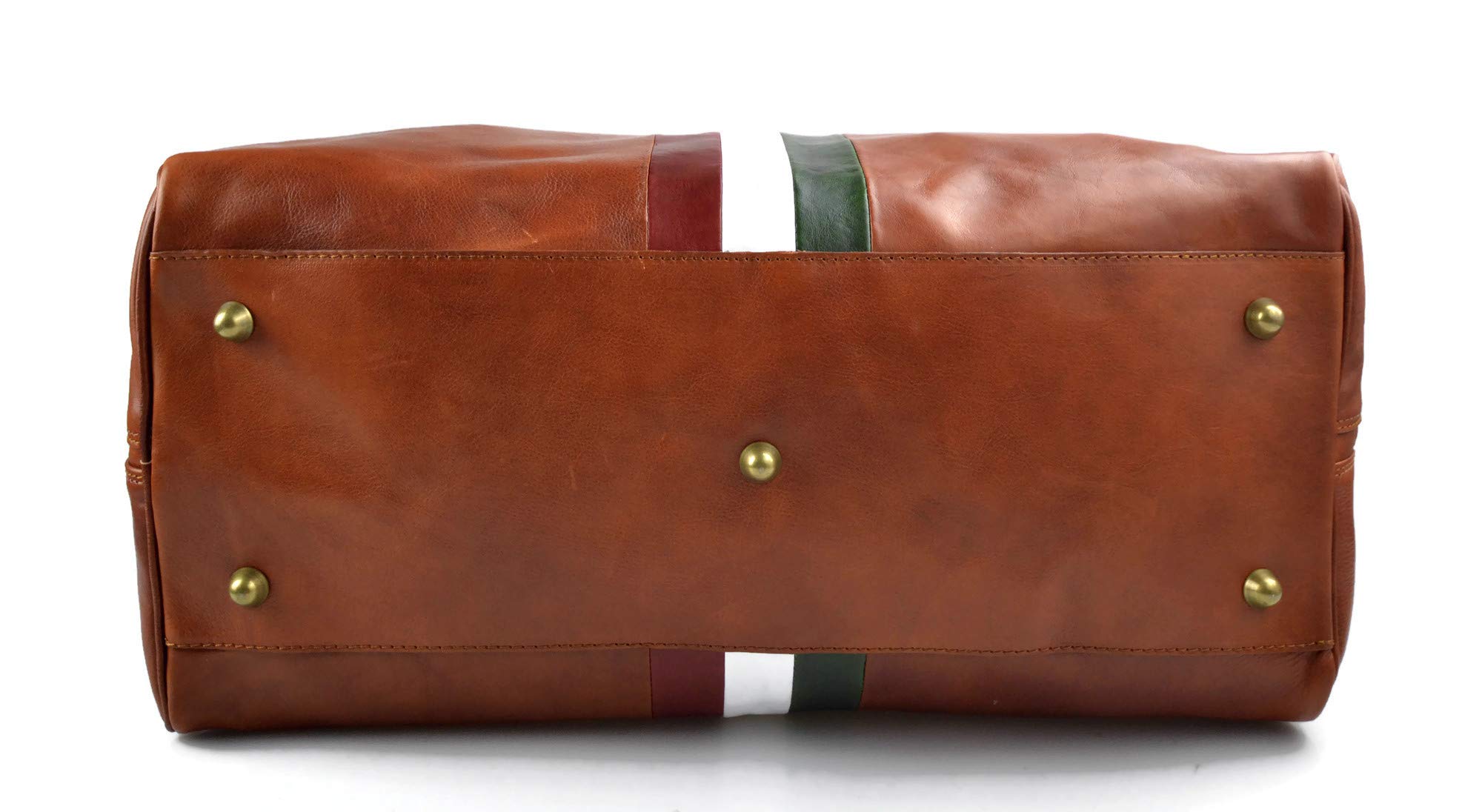 Premium Italian Leather Travel Duffle Bag for Men & Women - Weekender Gym Bag with Shoulder Strap - Honey Color & Italian Flag Design - Perfect for Travel, Gym, Work & Weekend Getaways