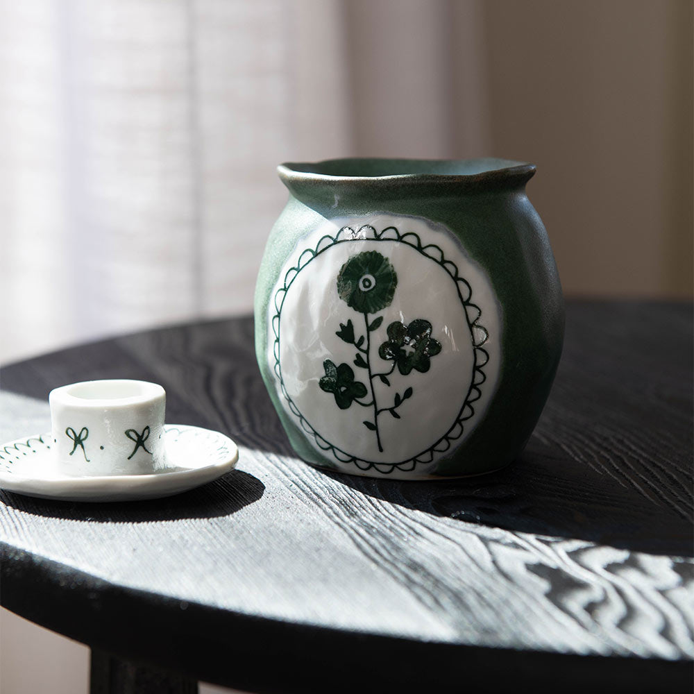 Hand Painted Porcelain Vase - Elegant Floral Forest Design - Perfect for Home Decor, Wedding Centerpiece & Gift Giving