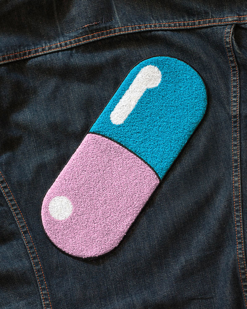 Harukiya Large Chenille Back Patch for Capsule Pill - Soft & Durable Embroidered Iron-On Patch for Jackets, Bags & DIY Crafts