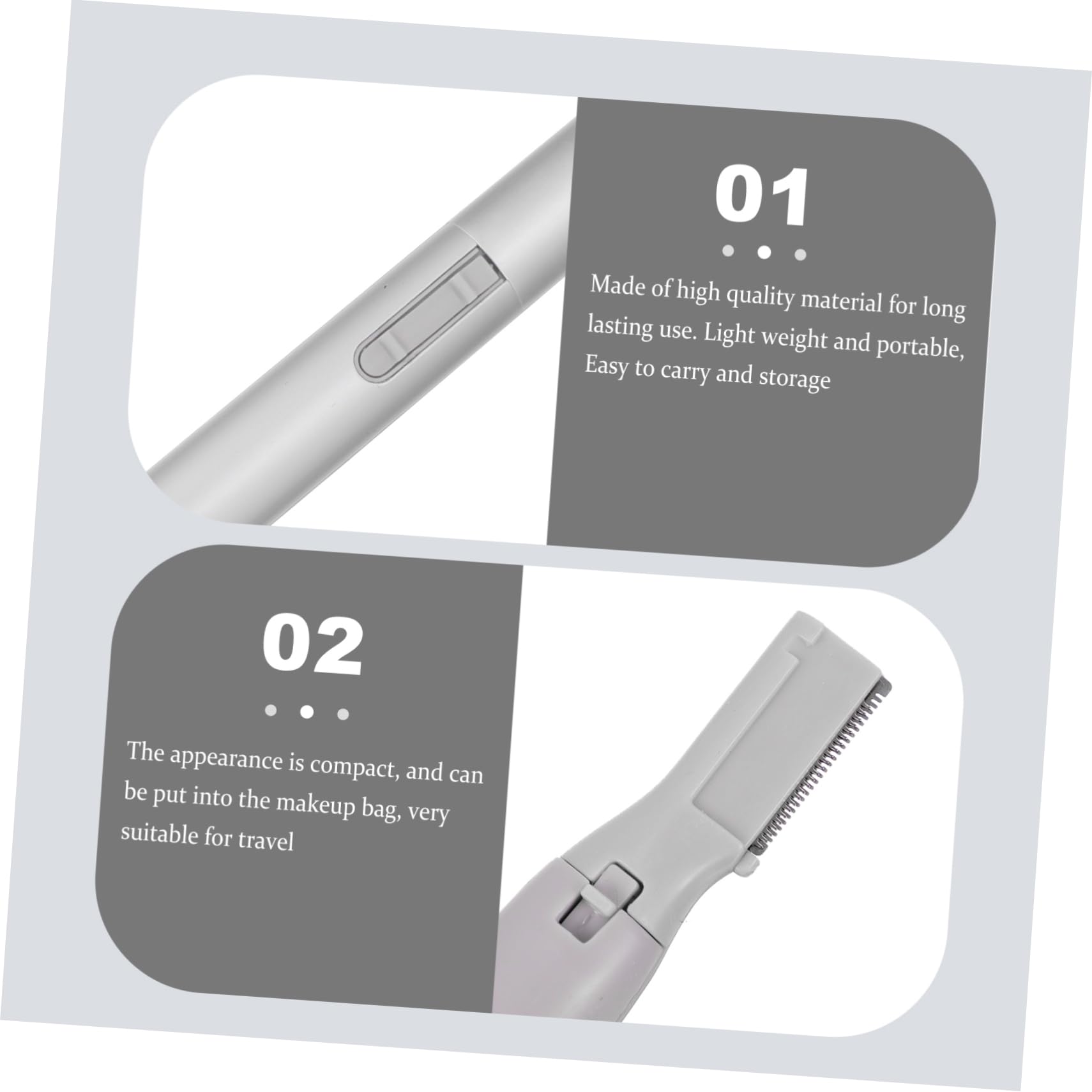 2 Pack Electric Eyebrow Trimmer & Shaver for Women & Men - Painless Facial Hair Remover, Nose Hair Trimmer, Beard Grooming Kit - Silver ABS (Perfect for Travel, Home & Salon Use)