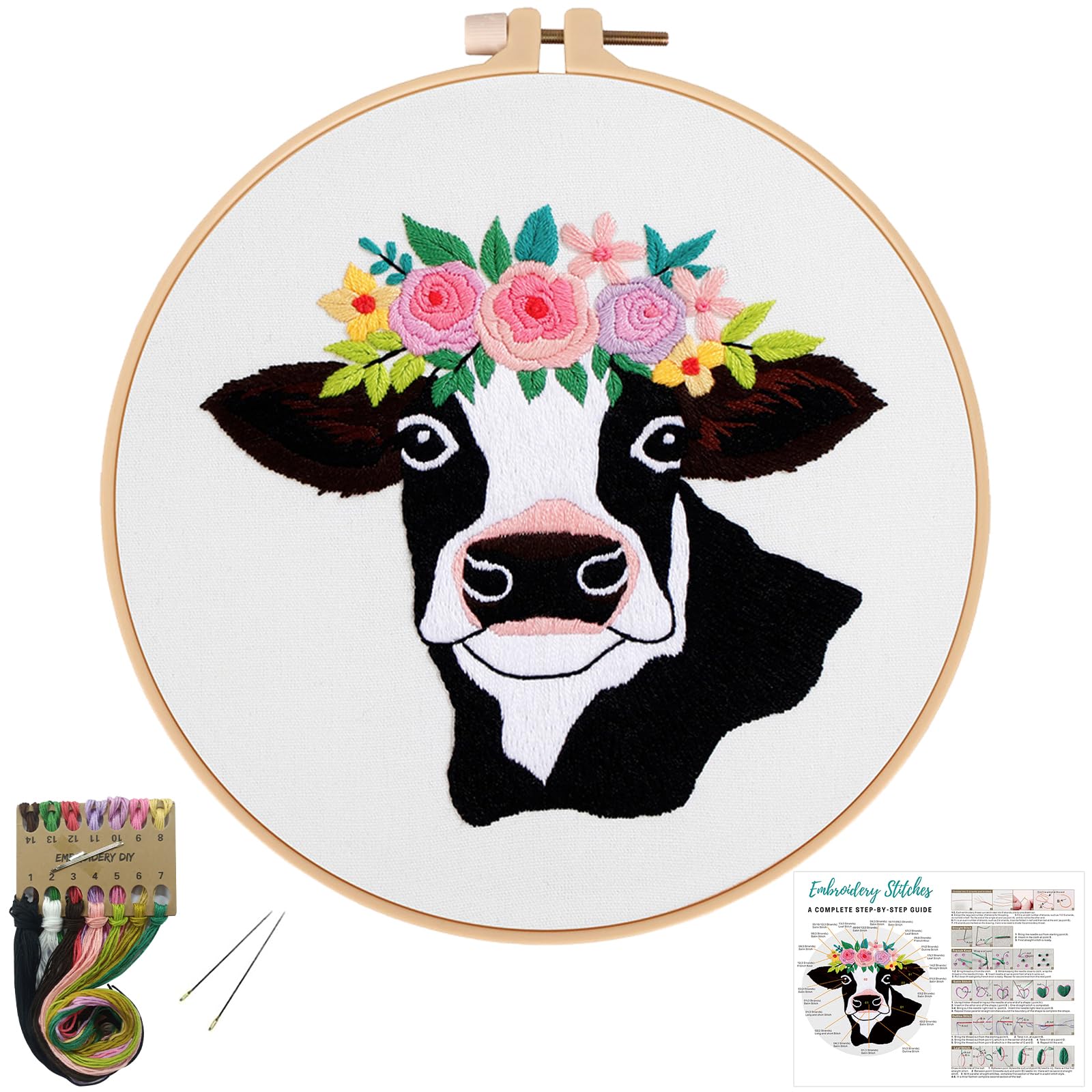 Louise Maelys Beginner Embroidery Kit for Adults - Complete Cross Stitch Starter Set with Fabric, Hoop, Needles, Threads & Instructions | DIY Craft Gift for Home Decor, Wall Art & Relaxation