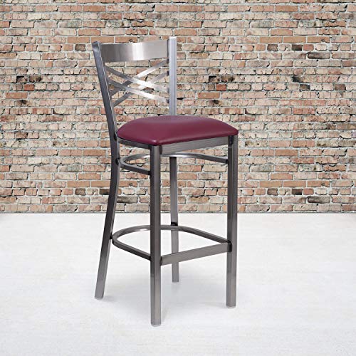 Burgundy Vinyl Seat/Clear Coated Metal Frame